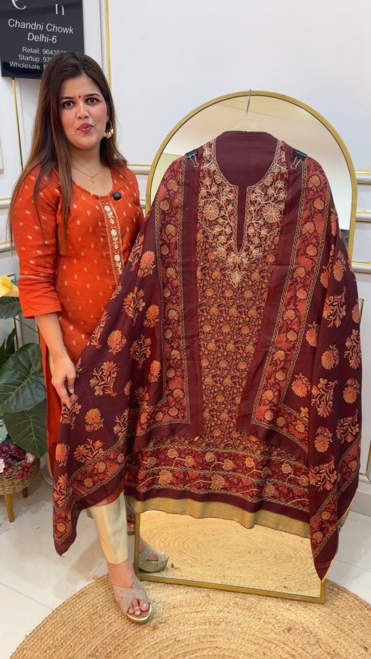 Kashmiri embroidery full weaved pashmina warm suit material with pashmina duapatta and bottom GF780