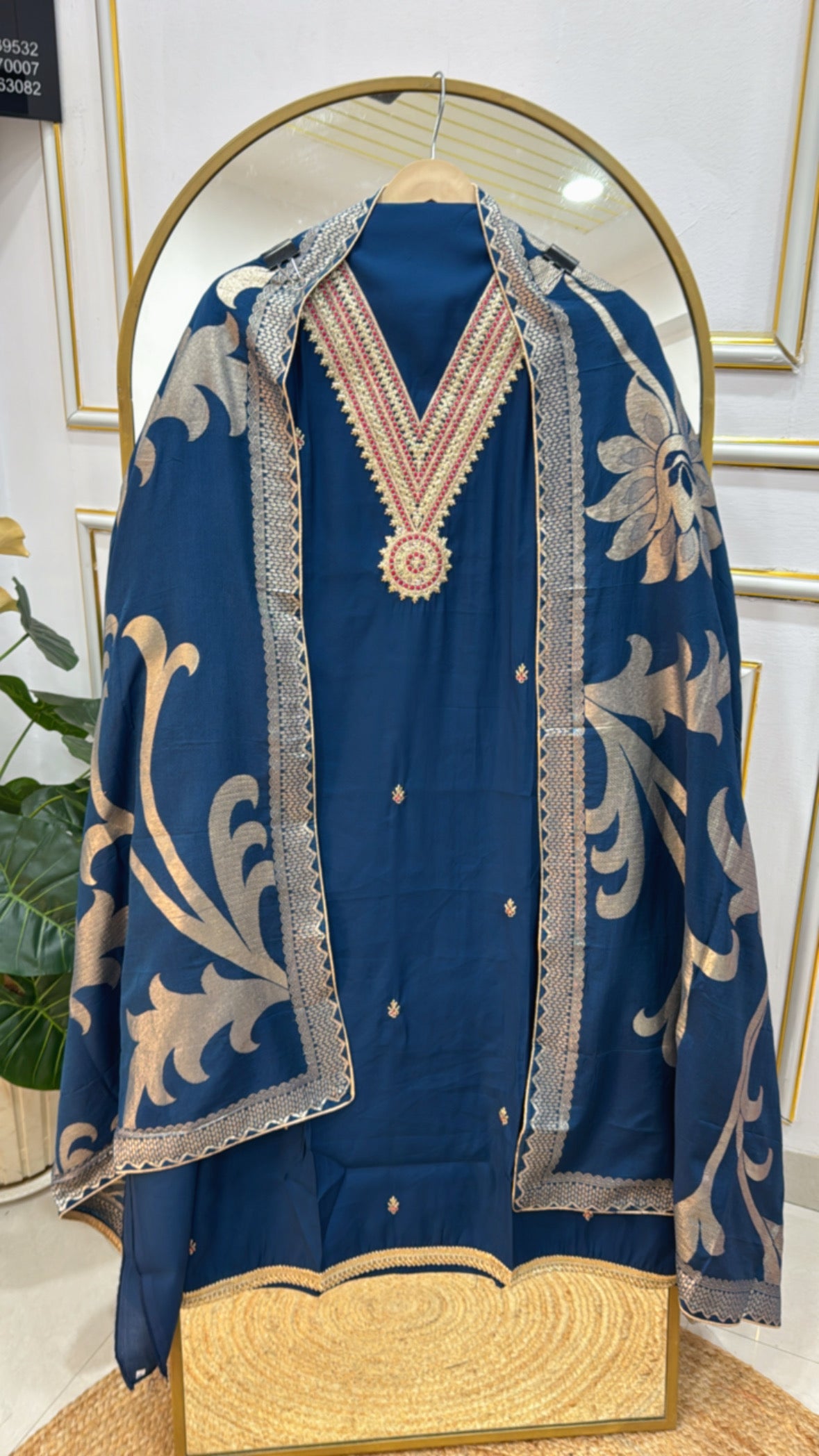 Pure Cotton Silk Suit Material with Doria Work &amp; Weaved Dupatta GF 361