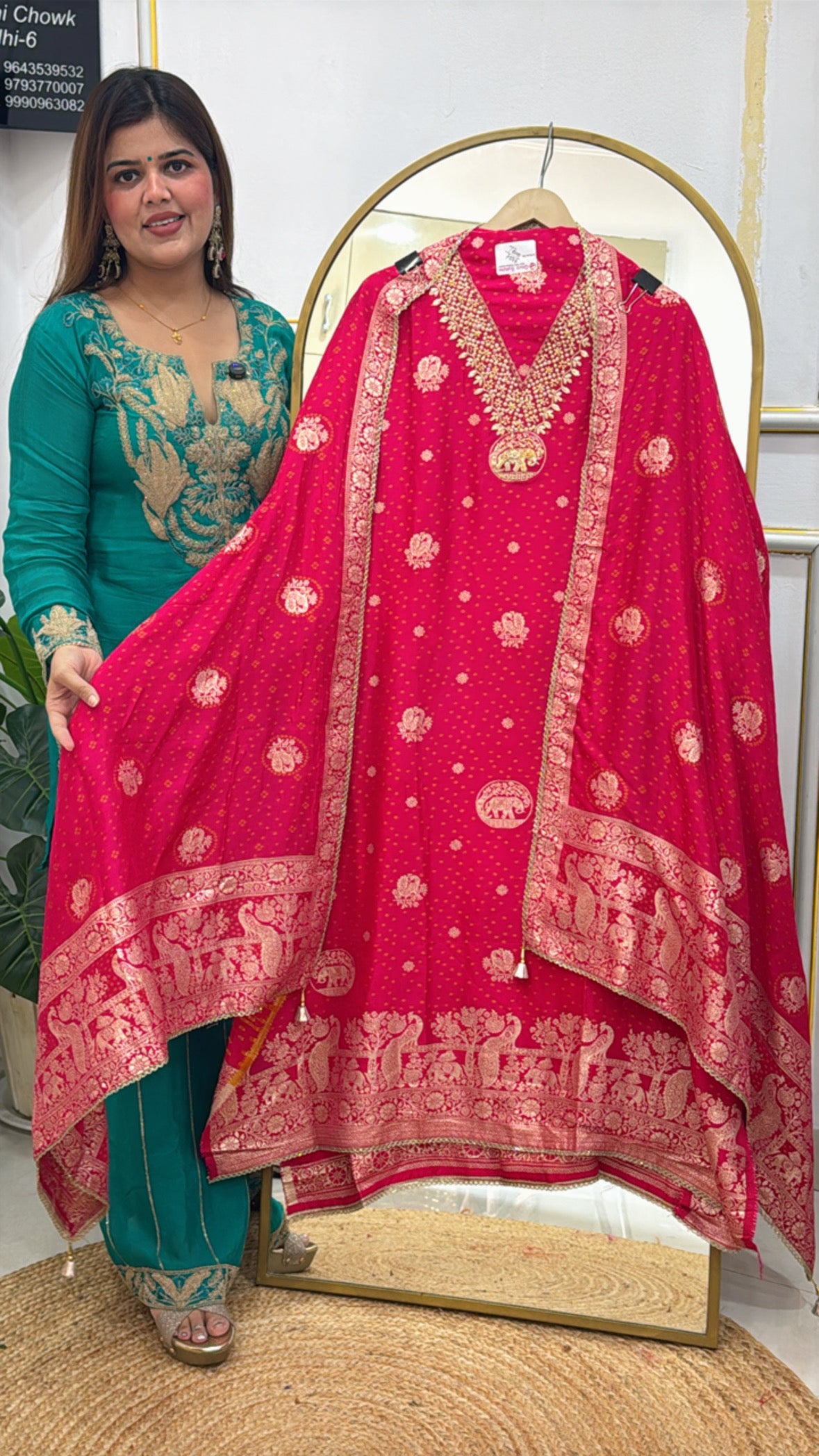 Karwa chauth special pure raw silk fully weaved shirt and dupatta  GF611