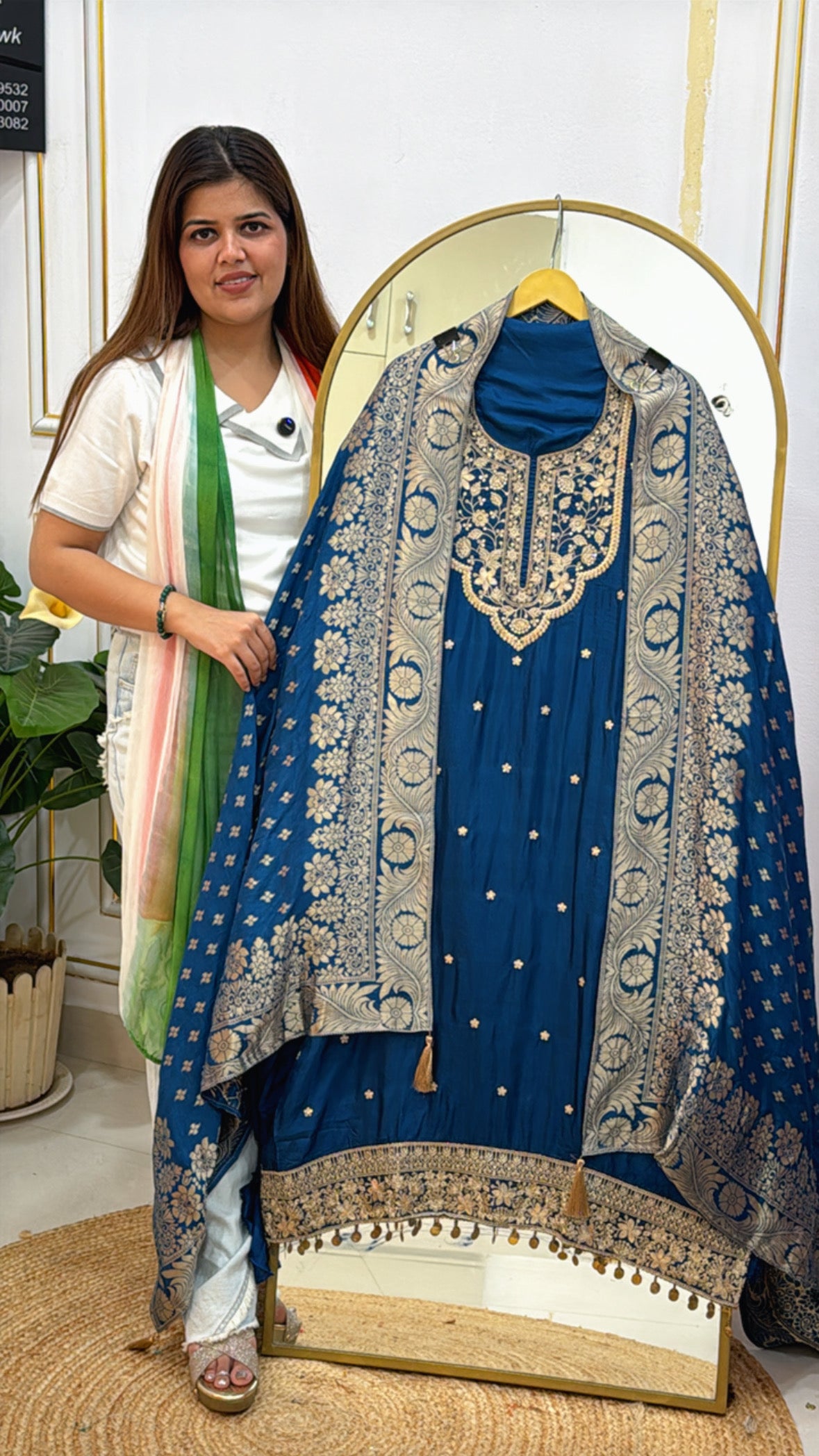 festival special pure silk hand zardozi work on shirt along with weaved banarasi dupatta GF 474