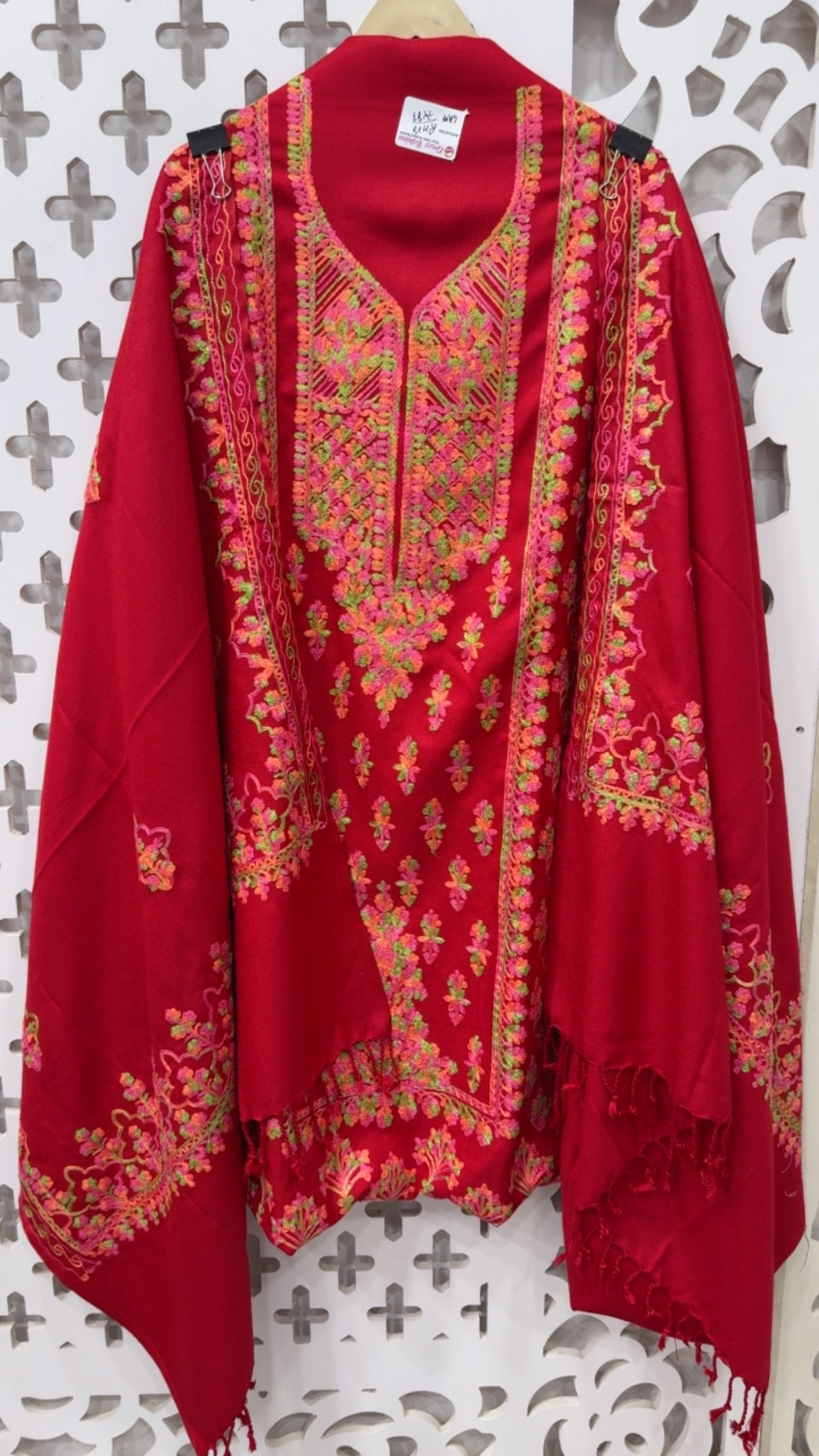 Super elegant and pure full embroidery Kashmir pashmina suit with full embroidery Kashmiri pashmina shawls and embroidered pashmina bottom GF837