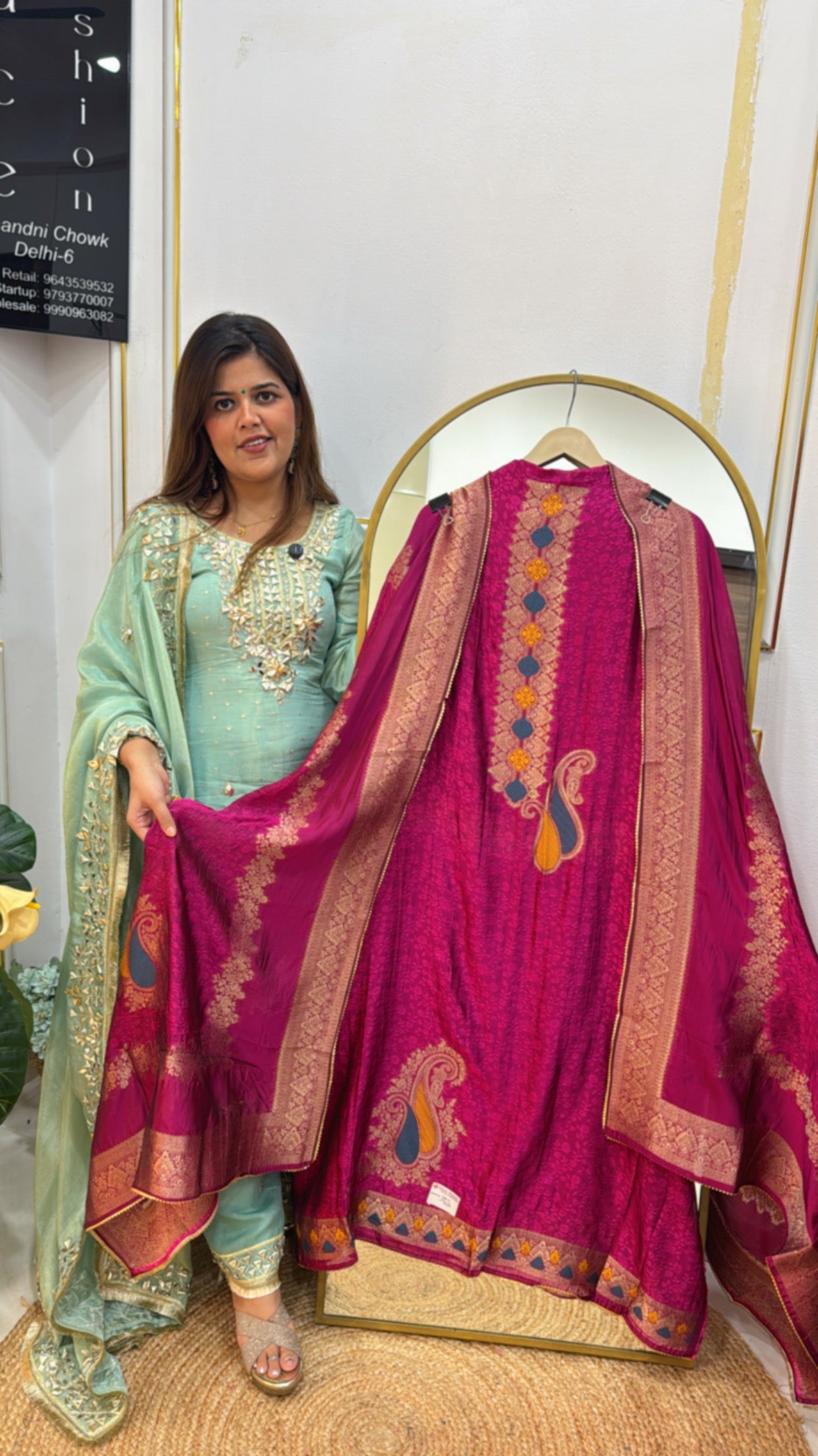 Partywear special pure bhagalpuri banglori silk jamdhani weaved suit material along with jamdhani weaved dupatta GF585