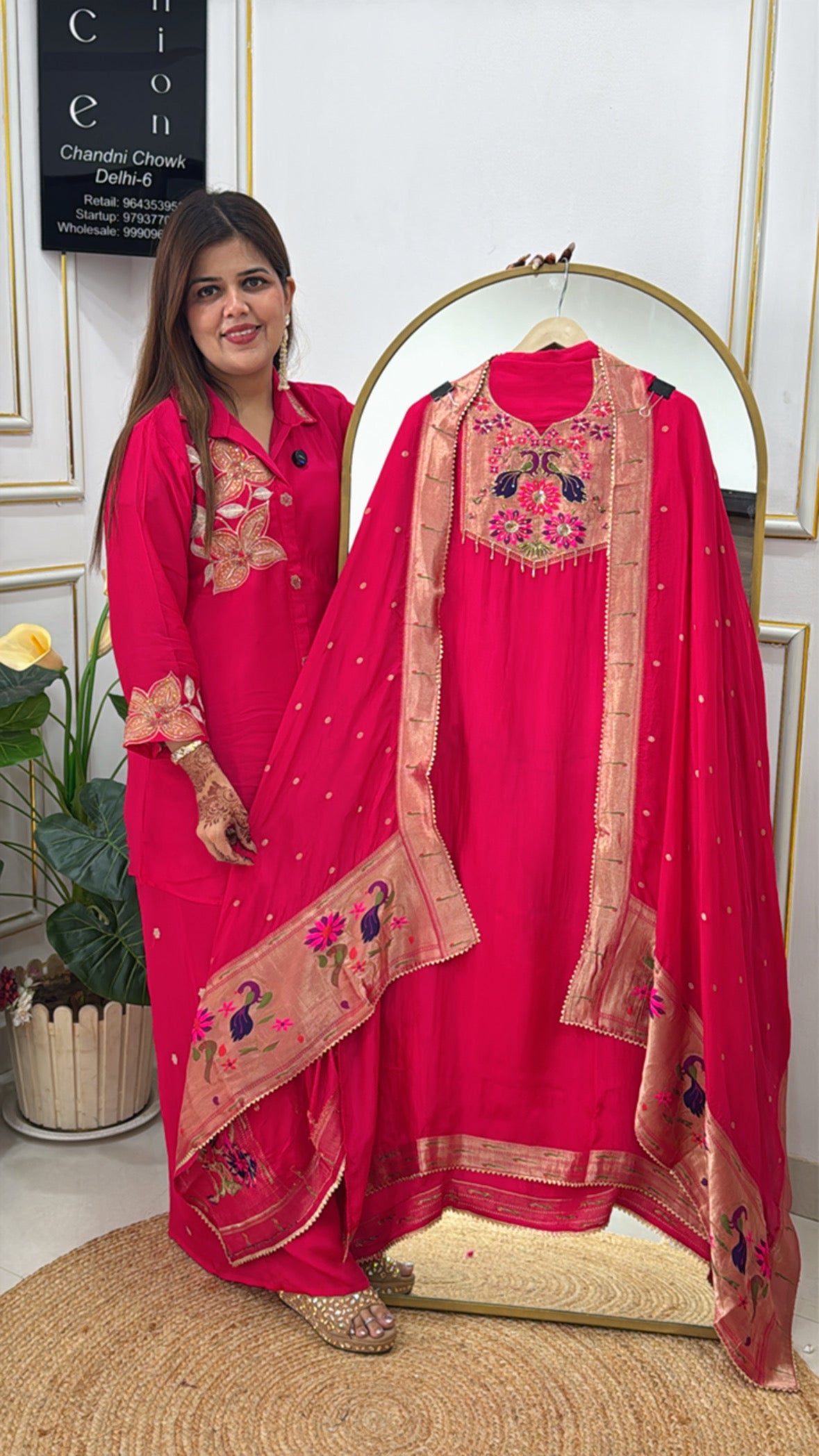 Pure Crepe Kalamkari Weaved Designer Shirt Material with Matching Kalamkari Weaved Dupatta  GF 396