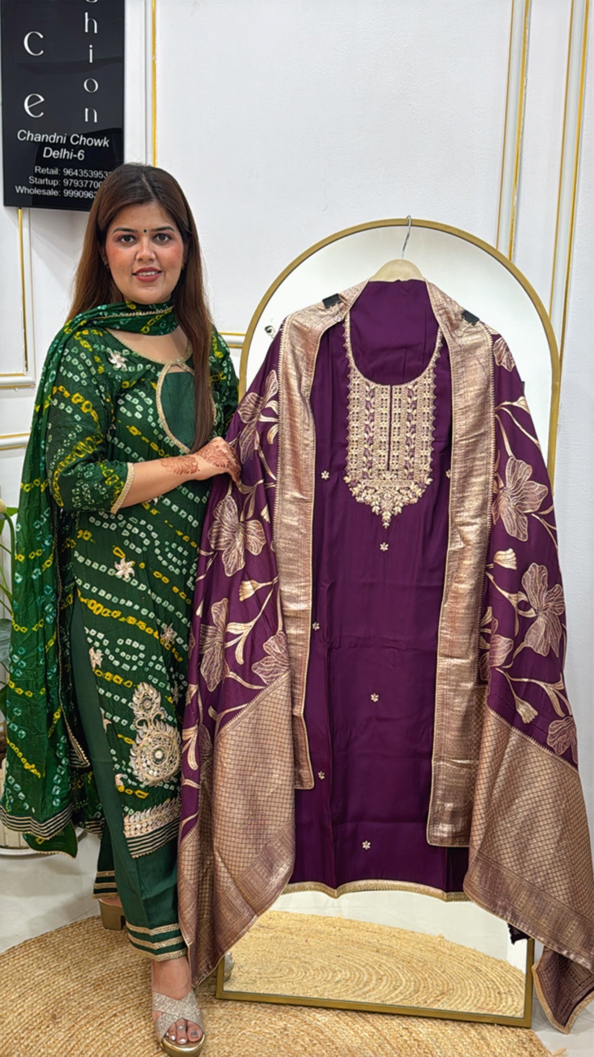 Rakhi Special Modal Cotton Silk Suit with Embroidered Neck &amp; Banarasi Weaved Dupatta GF 371