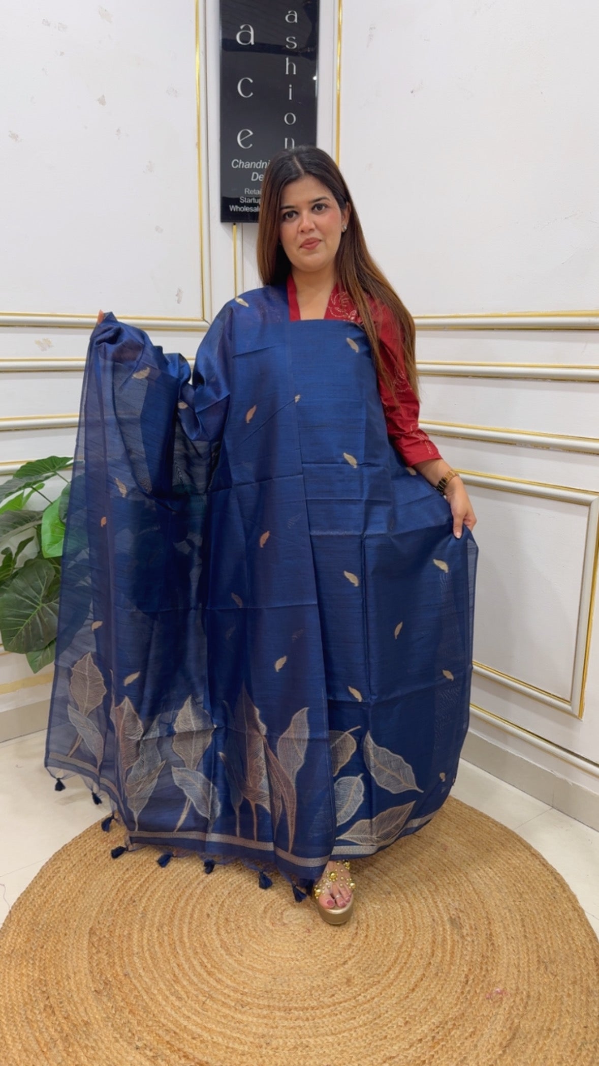 Best seller vibrant and stylish golden weaved pure monnga silk jamdhani suit material along along with premium quality Moonga silk golden weaved dupatta gf1205 Blue