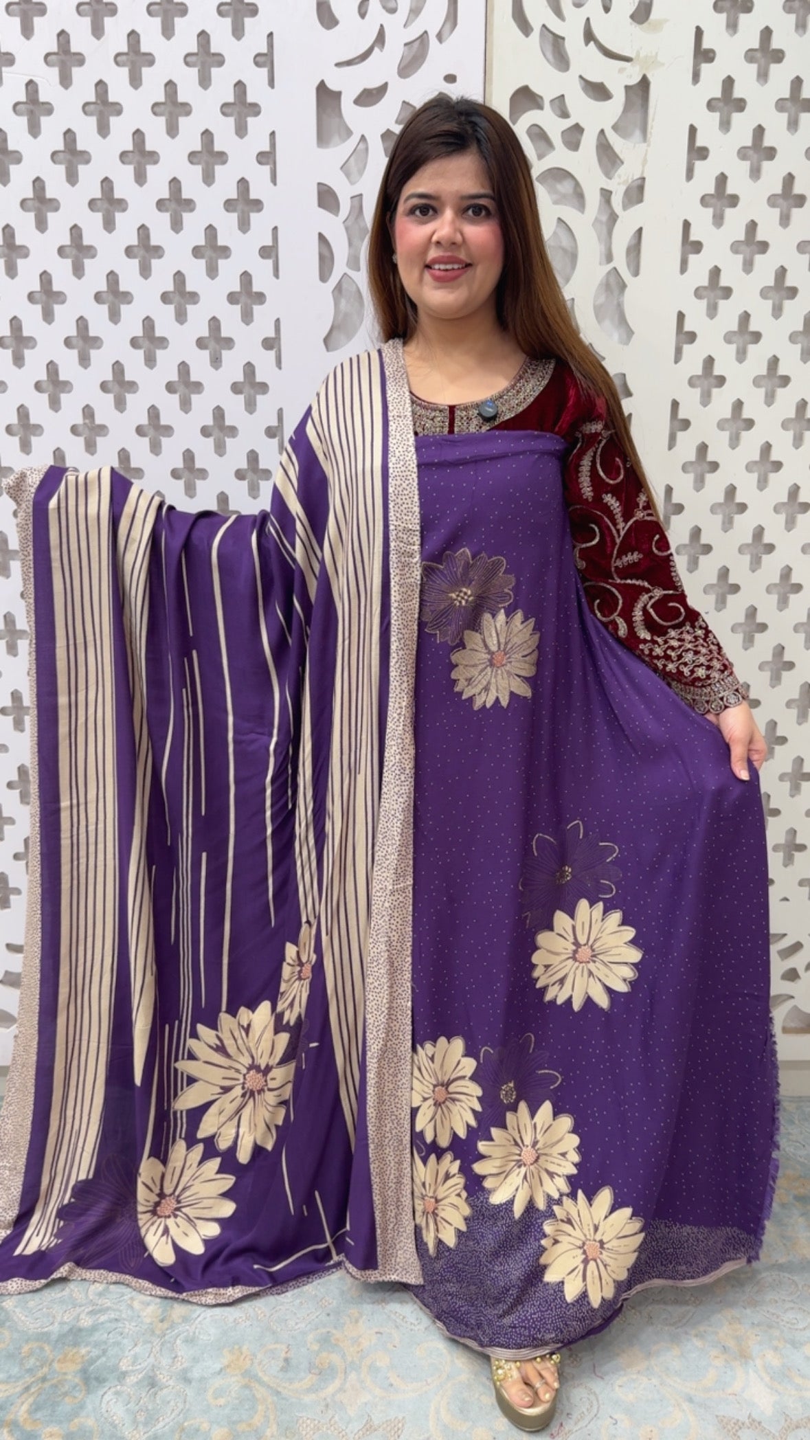 Pure soft and comfortable digital wool warm pashmina suit material with super classy digital printed pashmina dupatta GF843