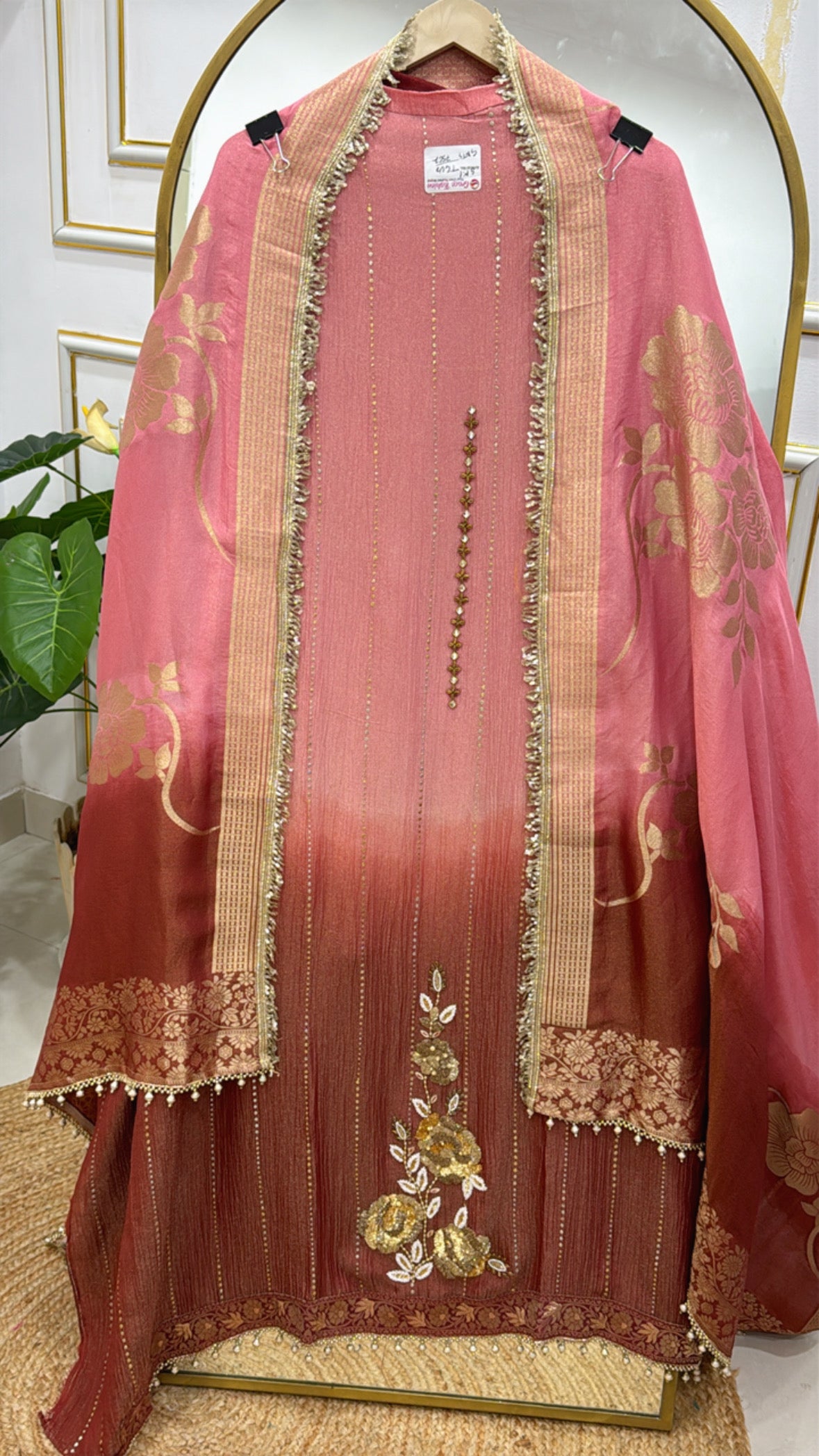 Partywear special ombre style premium handwork with pure crushed shimmer silk material along with full length designer dupatta GF 547