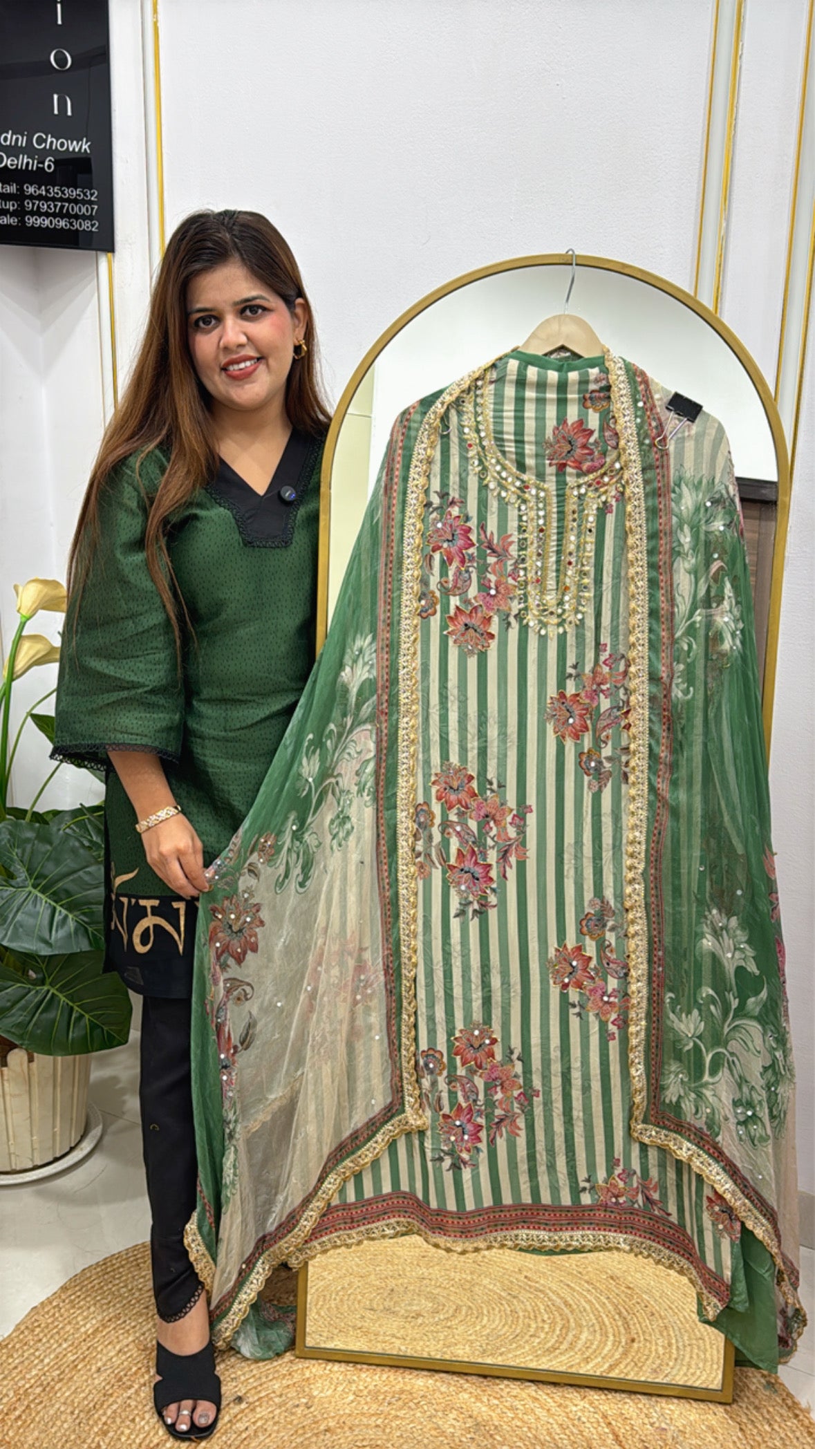 Beautiful Digital Crepe Suit with Handwork Detailing &amp; Printed Dupatta GF 313