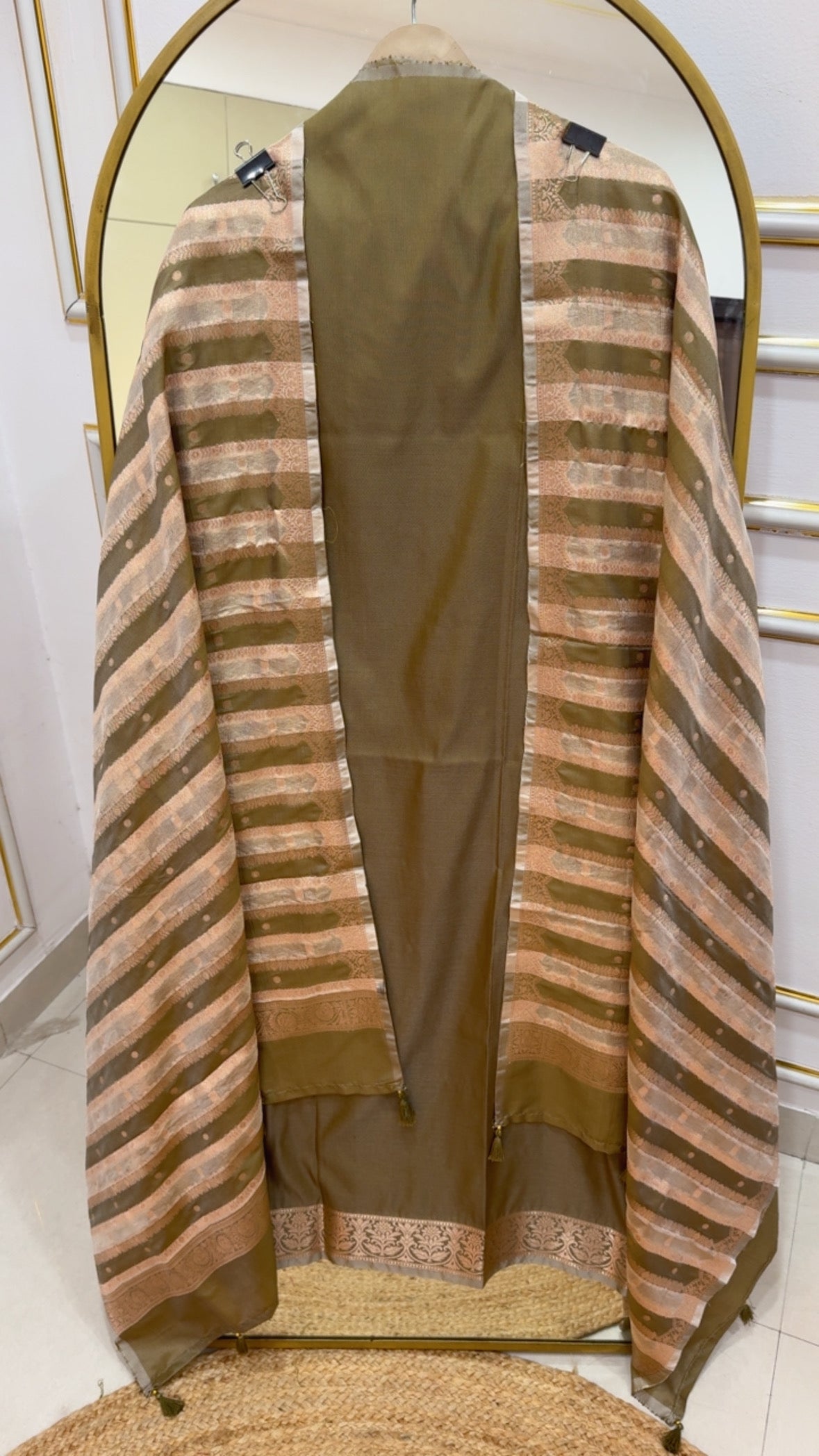 Raw Russian paper silk pure Banglori suit material along along with full weaved dupatta GF 892