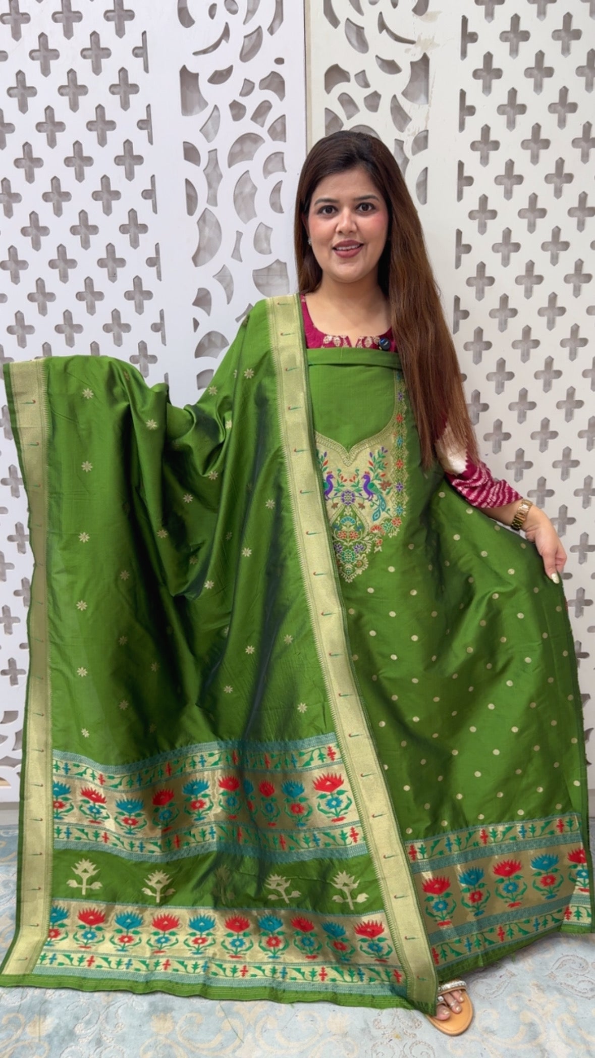 Designer and royal pure silk weaved suit material with full weaved dupatta best seller GF 851