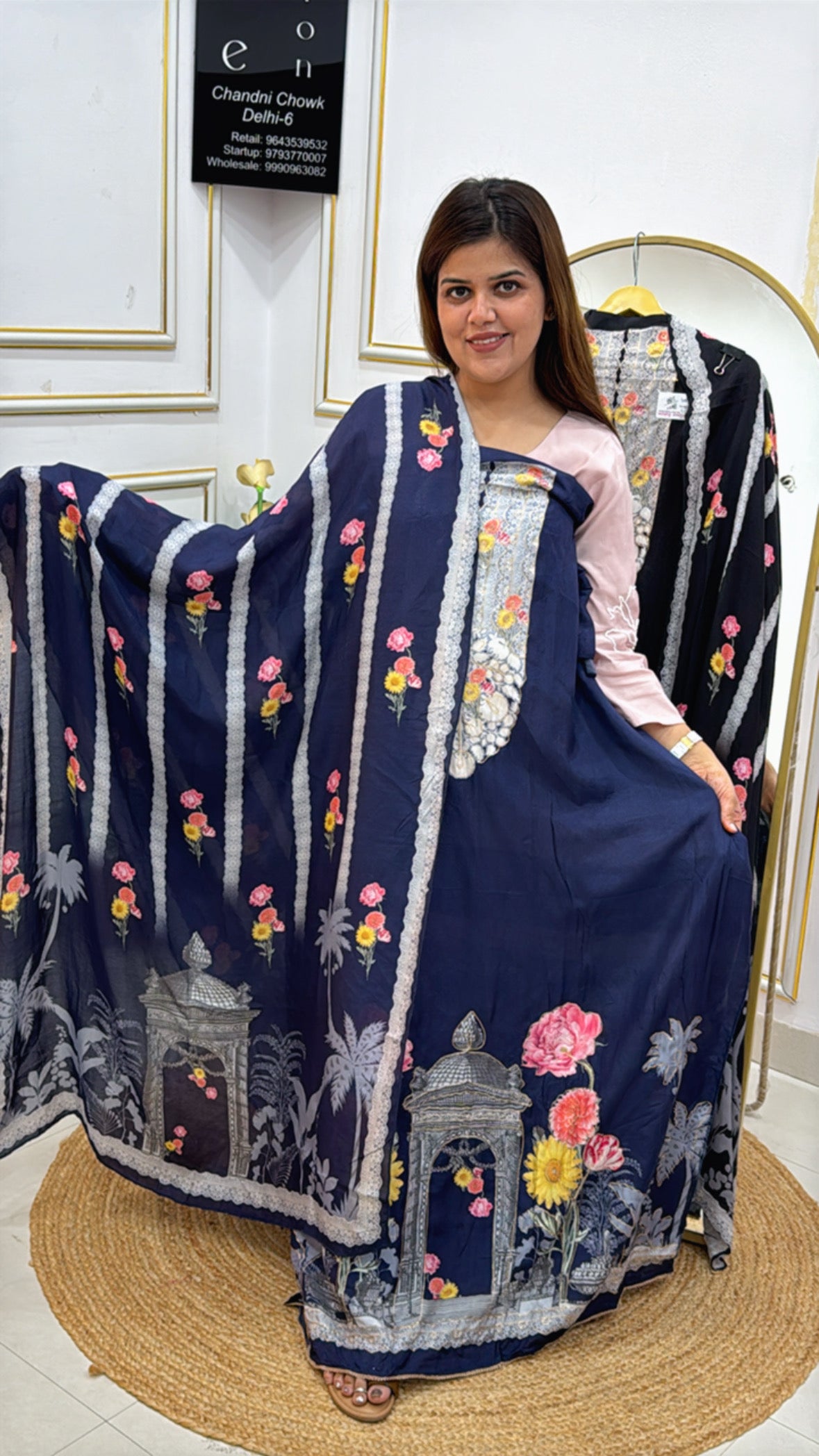 Best Seller Pure Karachi Muslin Front &amp; Back Printed Shirt Material with Designer Muslin Dupatta GF 463