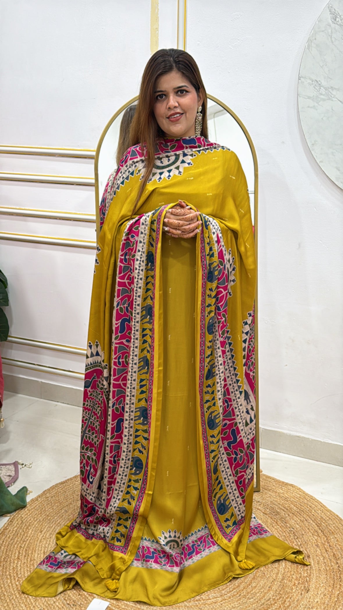 Pure Gajji Silk Kalamkari Printed Suit Material GF 424