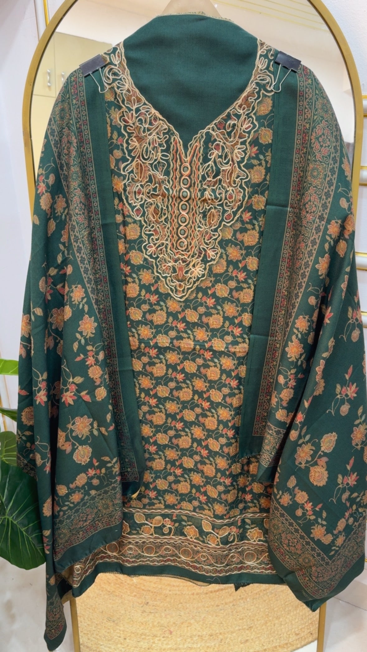 Huge demanded Kashmiri pashmina suit material with pashmina shawls and bottom GF874