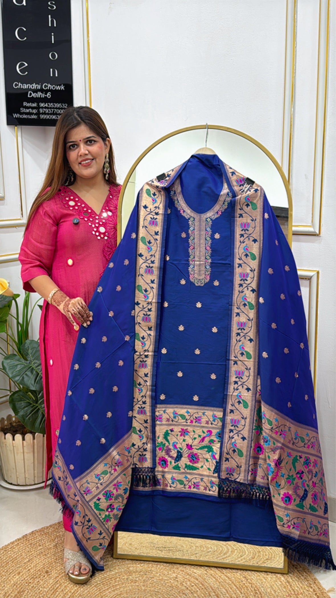 Festival Special Full Kalamkari Weaved Silk Suit Material with Matching Weaved Silk Dupatta GF 375