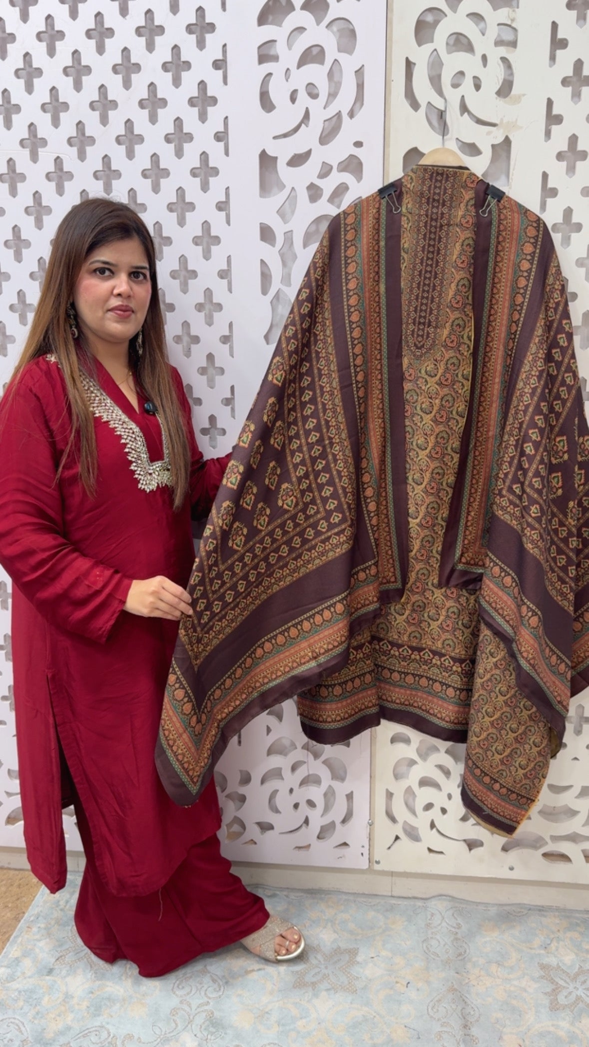 Winter special pashmina suit material beautiful Kani printed pashmina with pashmina dupatta GF811