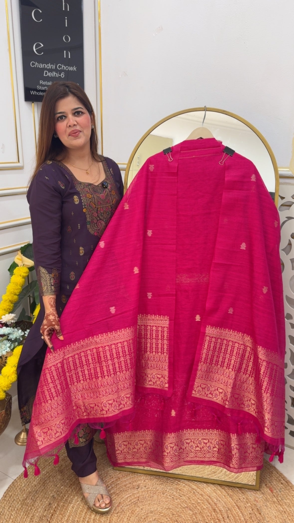 Best seller all time favorite moonga silk golden weaved jamdhani suit material with jamdhani weaved dupatta GF 740