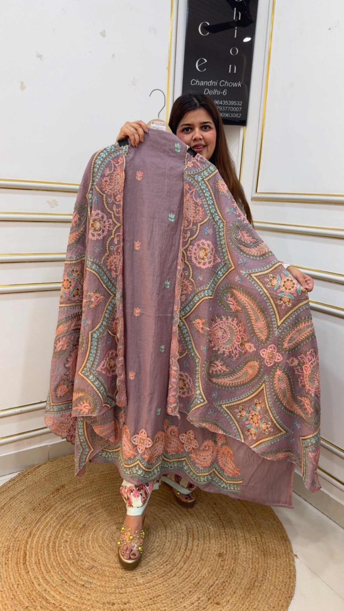 Best seller Mul Mul cotton super classy suit material along with full embroidery royal premium embroidered dupatta work GF1134 Light Purple