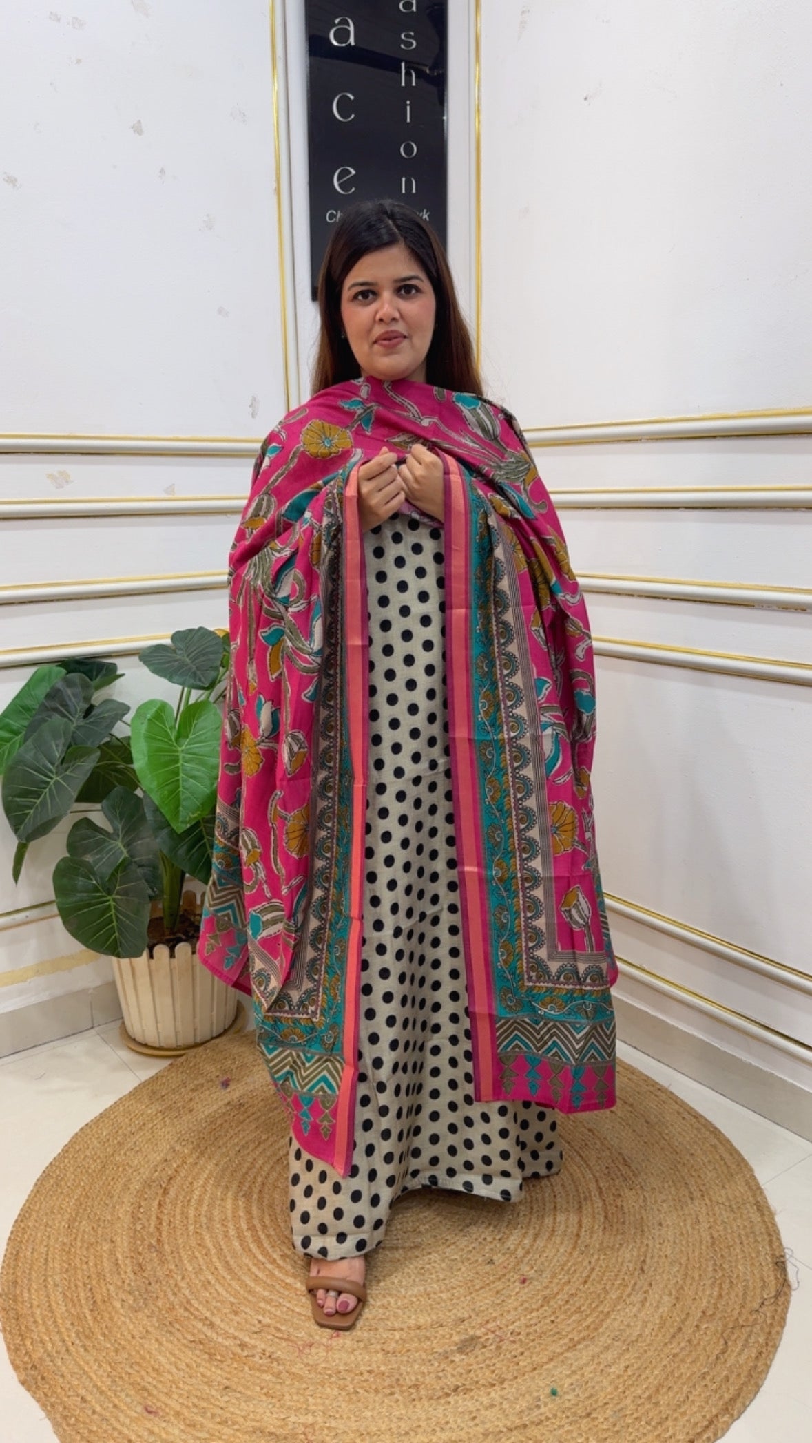 Summer trending polka creation pure Mul Maheshwari premium suit material along with premium Mul Maheshwari elegant printed dupatta gf1195