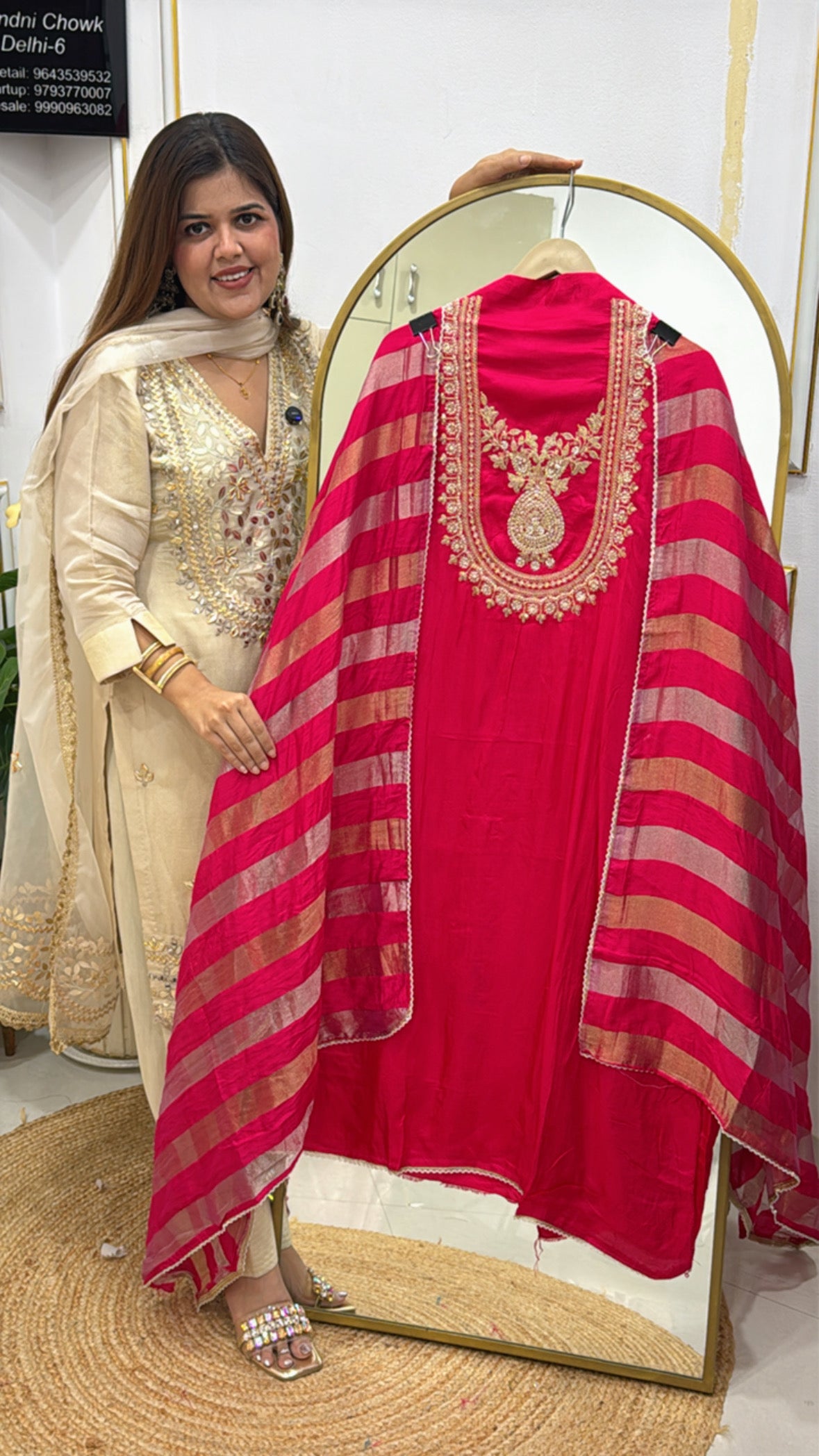 Pure Modal Silk Suit with Designer Dupatta &amp; Classy Handwork Neck Detailing GF 539