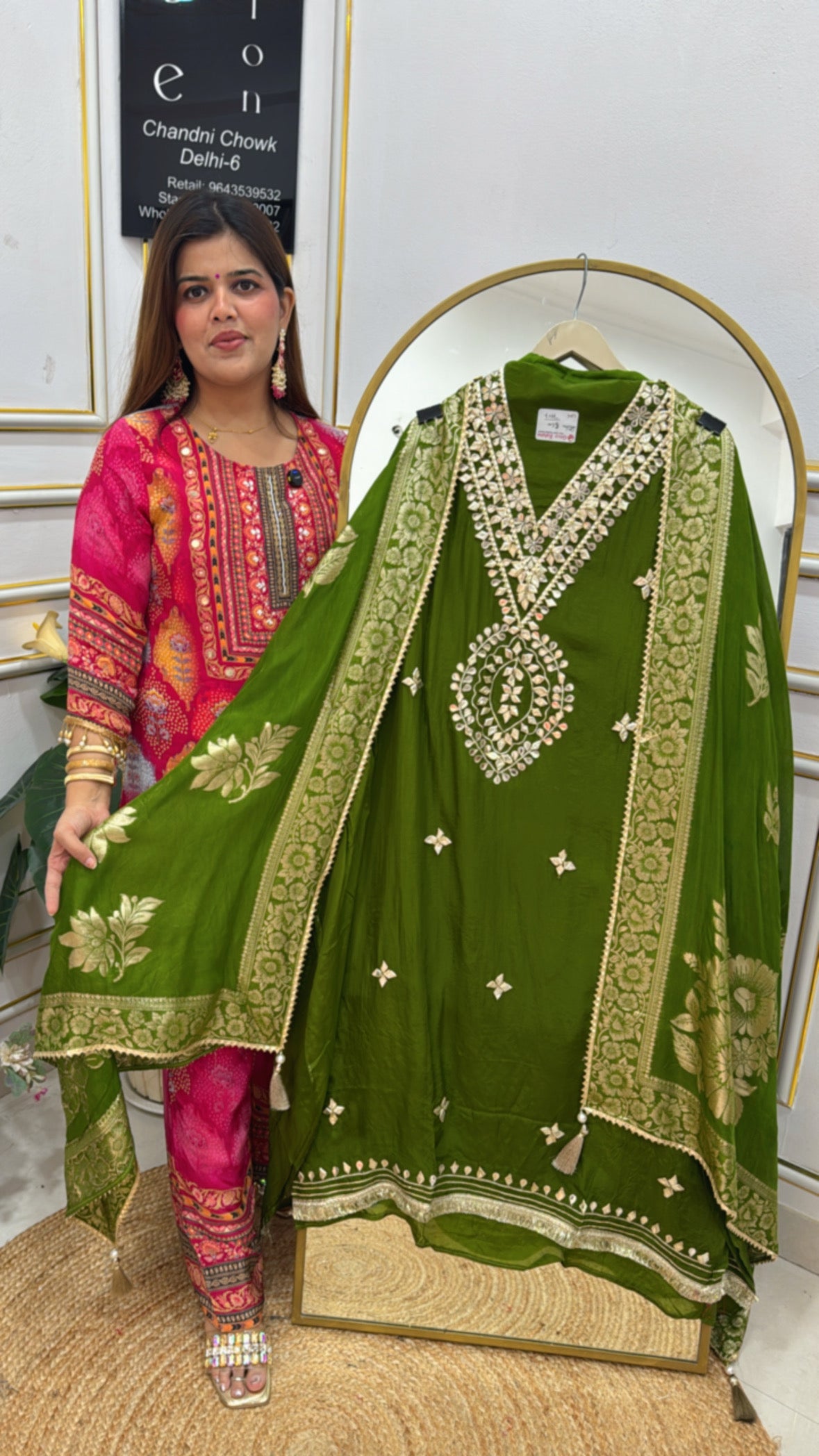 Gota patti special premium pure organza silk suit material with organza silk weaved dupatta GF639