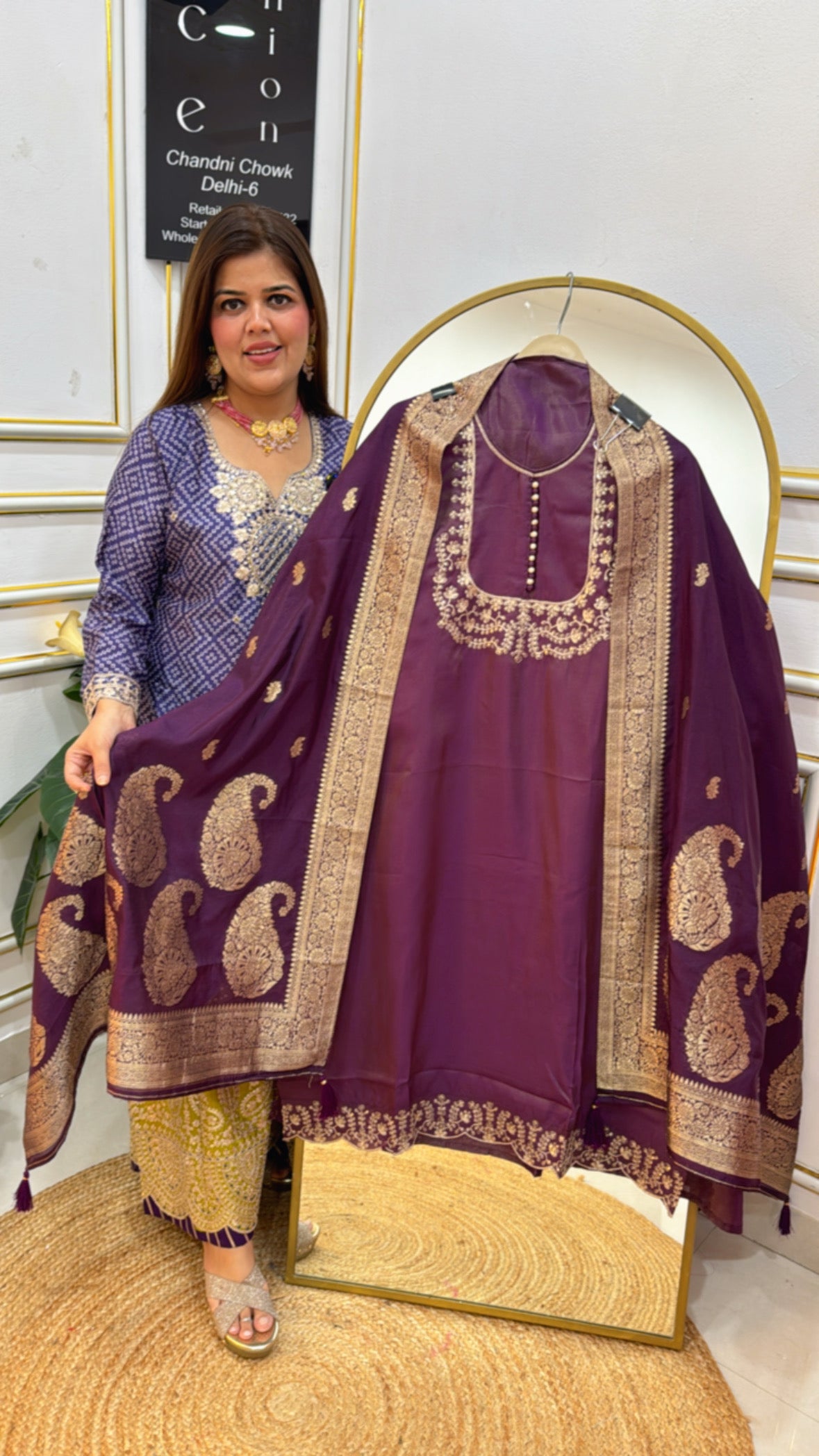 Festival special pure silk designer neck with weaved banarasi dupatta GF 644