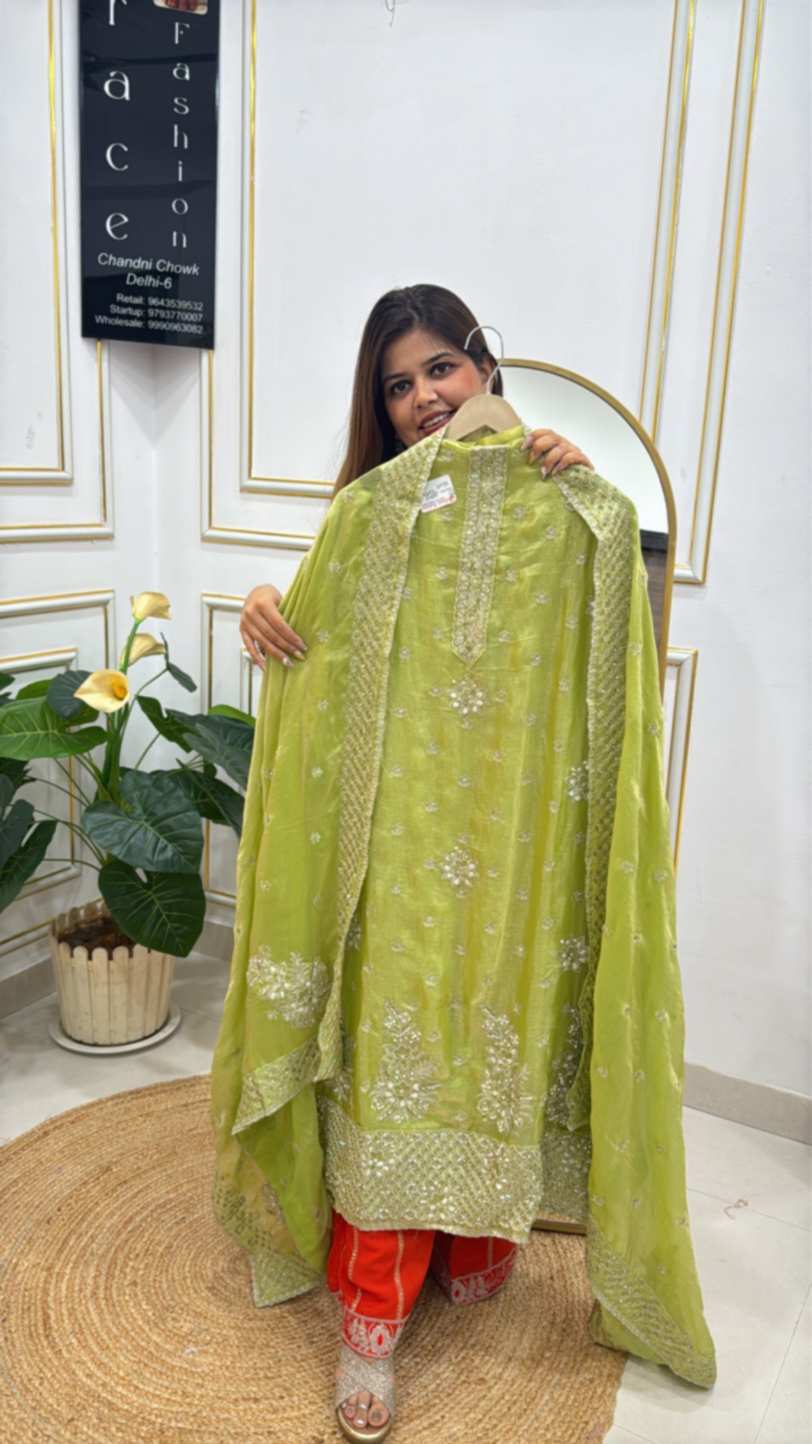 Pure Shimmer Glass Tissue Unstitched Suit with Hand Embroidery &amp; Doria Detailing GF 277