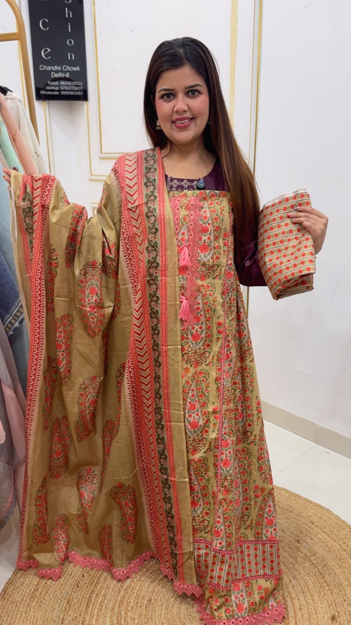 Pure cotton super Summerish casual cotton suit material along with pure cotton dupatta with printed cotton bottom GF1137 Light Yellow