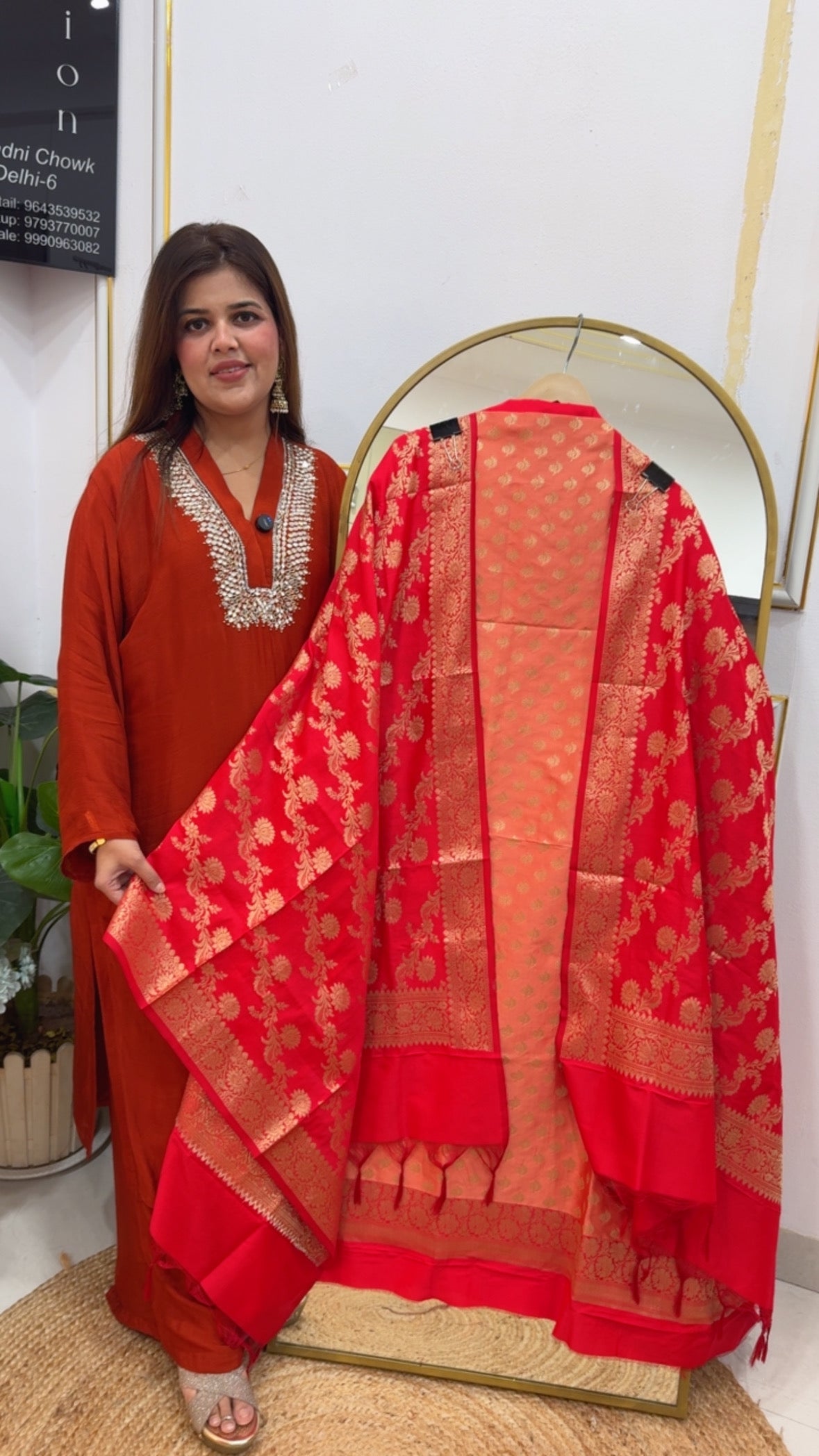 Beautiful weaved silk suit material with full length weaved silk dupatta GF696