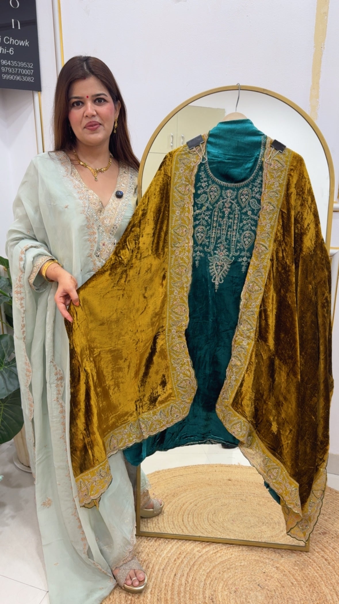 Winter special pure premium velvet full work along with pure velvet dupatta and pure velvet bottom GF 755