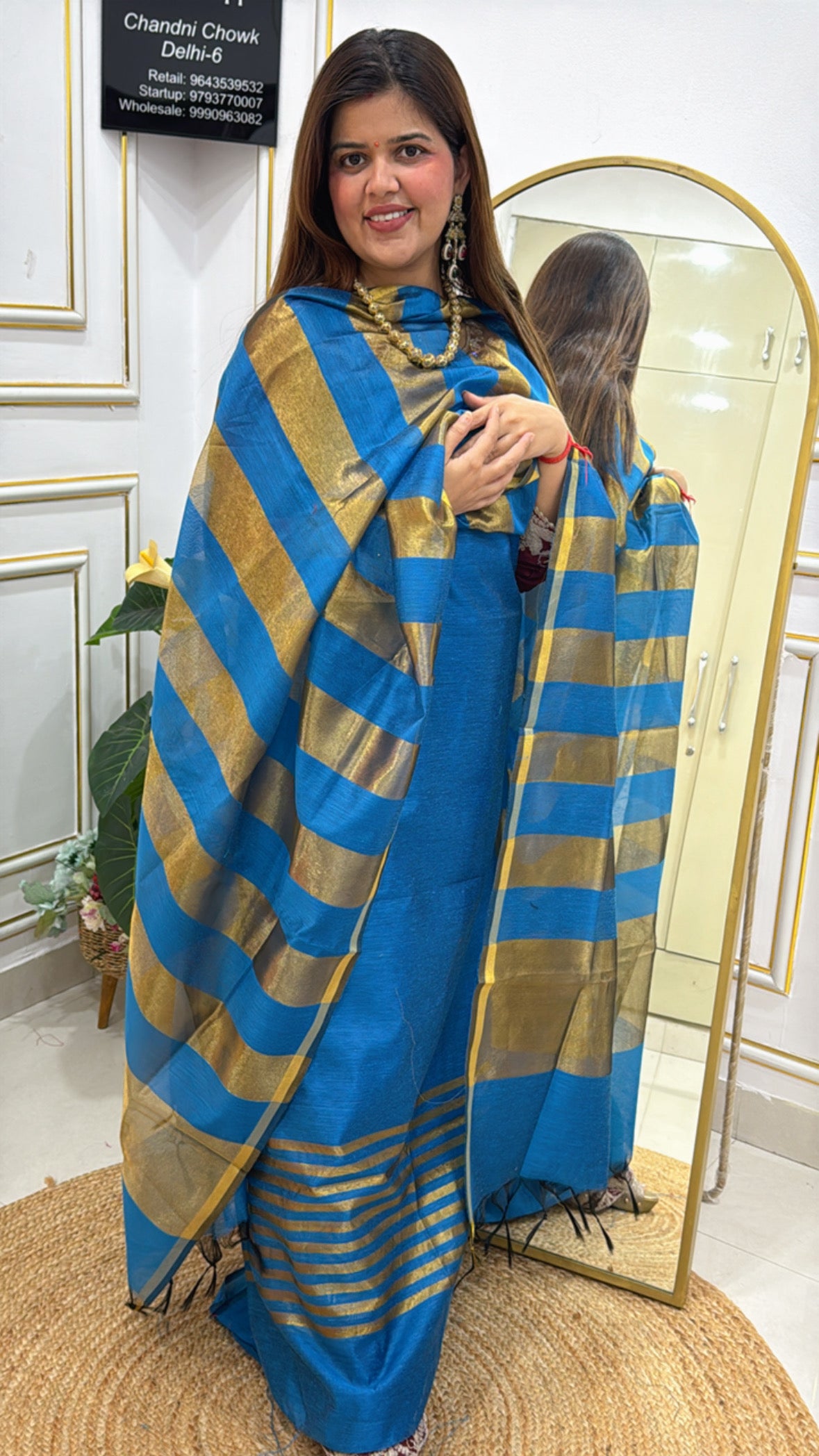 Best seller super soft chanderi silk suit material along with golden weaved border and handloom golden weaved dupatta GF 620