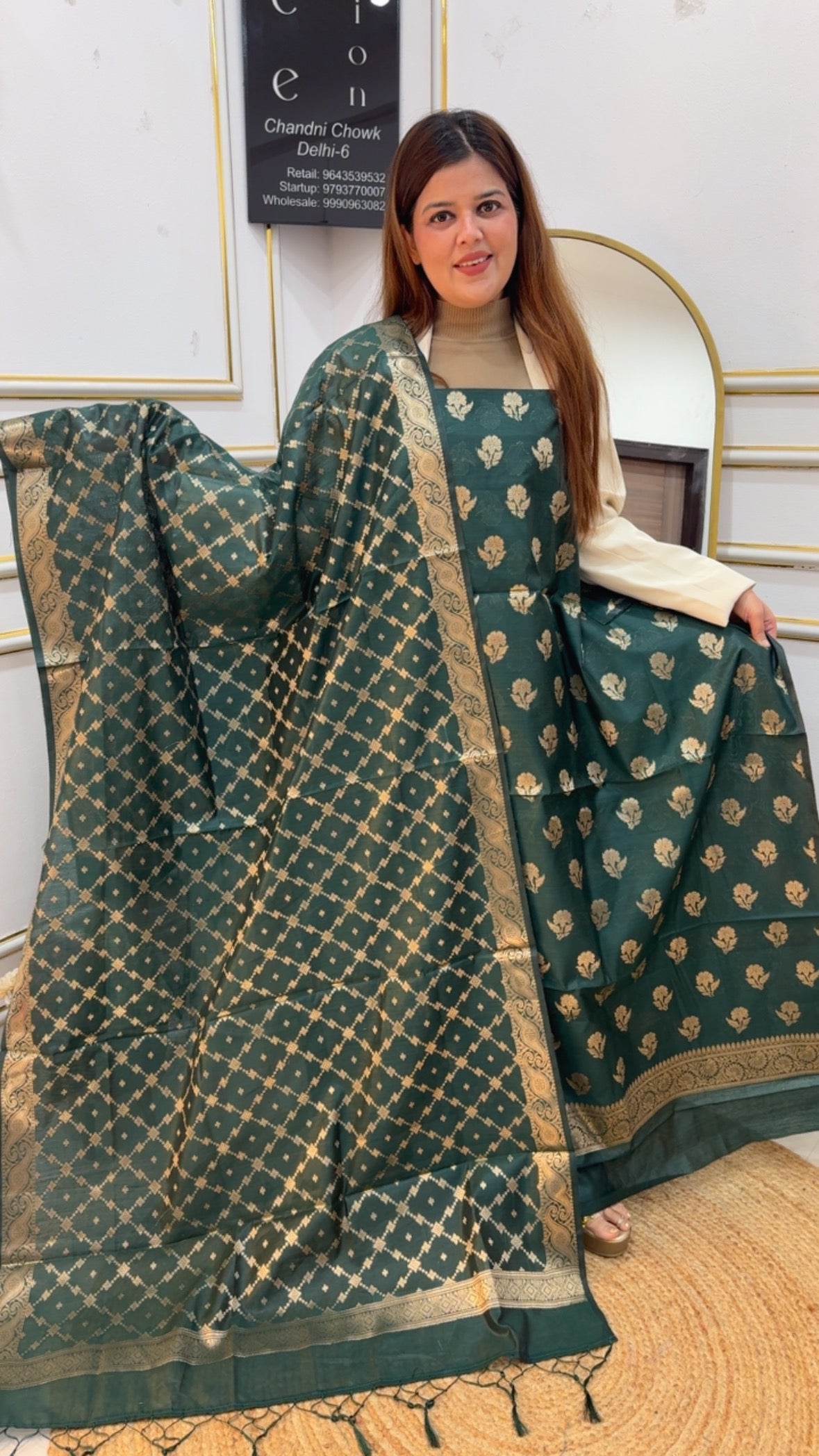Classy and Royal full weaved raw Chanderi silk suit material along with weaved silk dupatta GF868