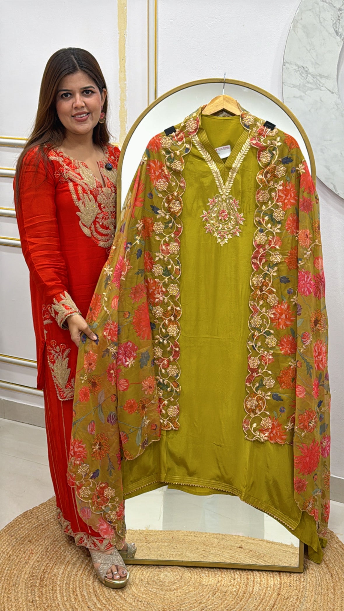 Premium crepe suit material with beautiful handwork along with digital dupatta GF 501