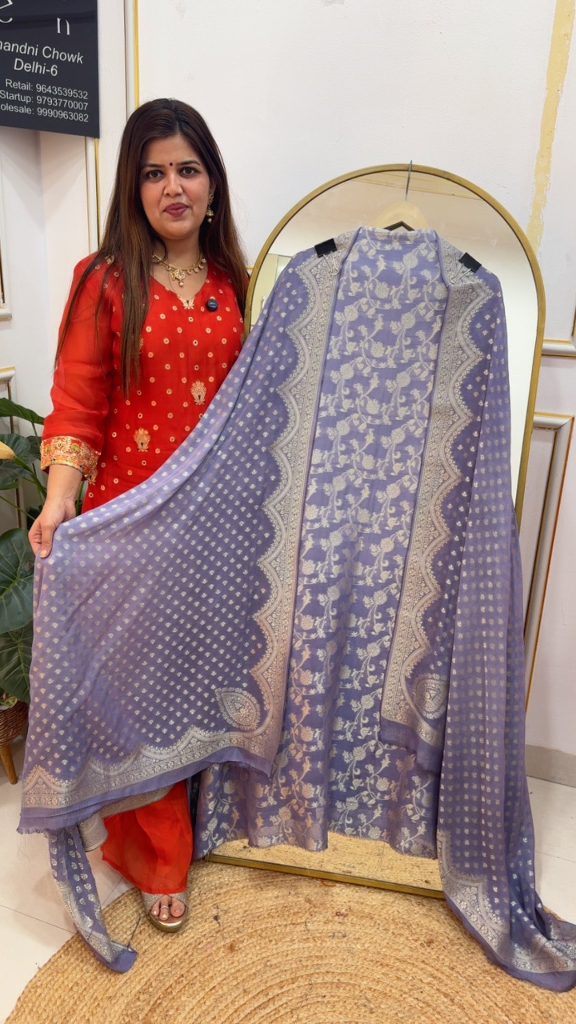 Best seller premium quality kaddi georgette silk full weaved suit material full full kaddi silk weaved dupatta GF783