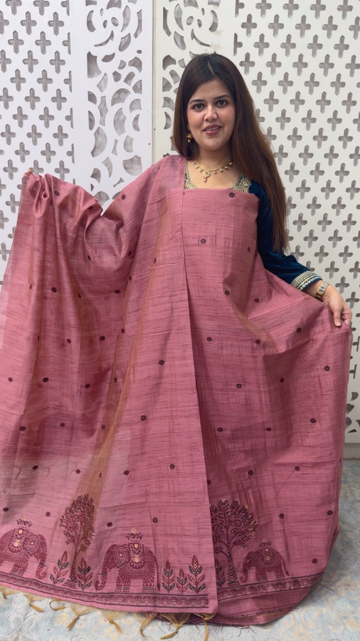 Premium pure  Best Seller Moonga silk weaved jamdhani suit mate with Moonga silk dupatta full weaved GF858