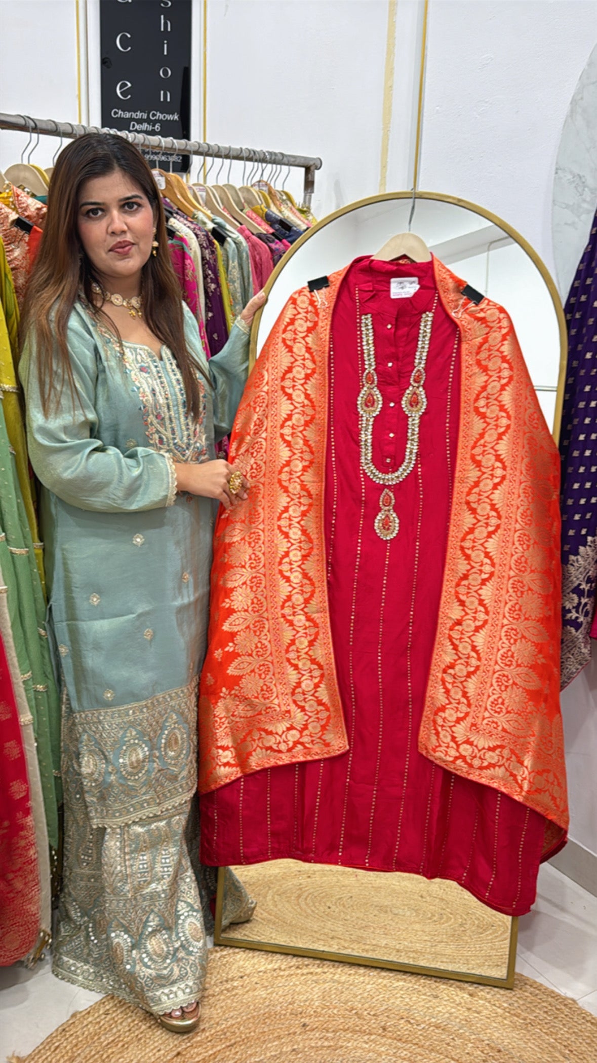 Karwa Chauth special best seller pure kundan designer silk suit material with contrasty banarasi silk dupatta GF566