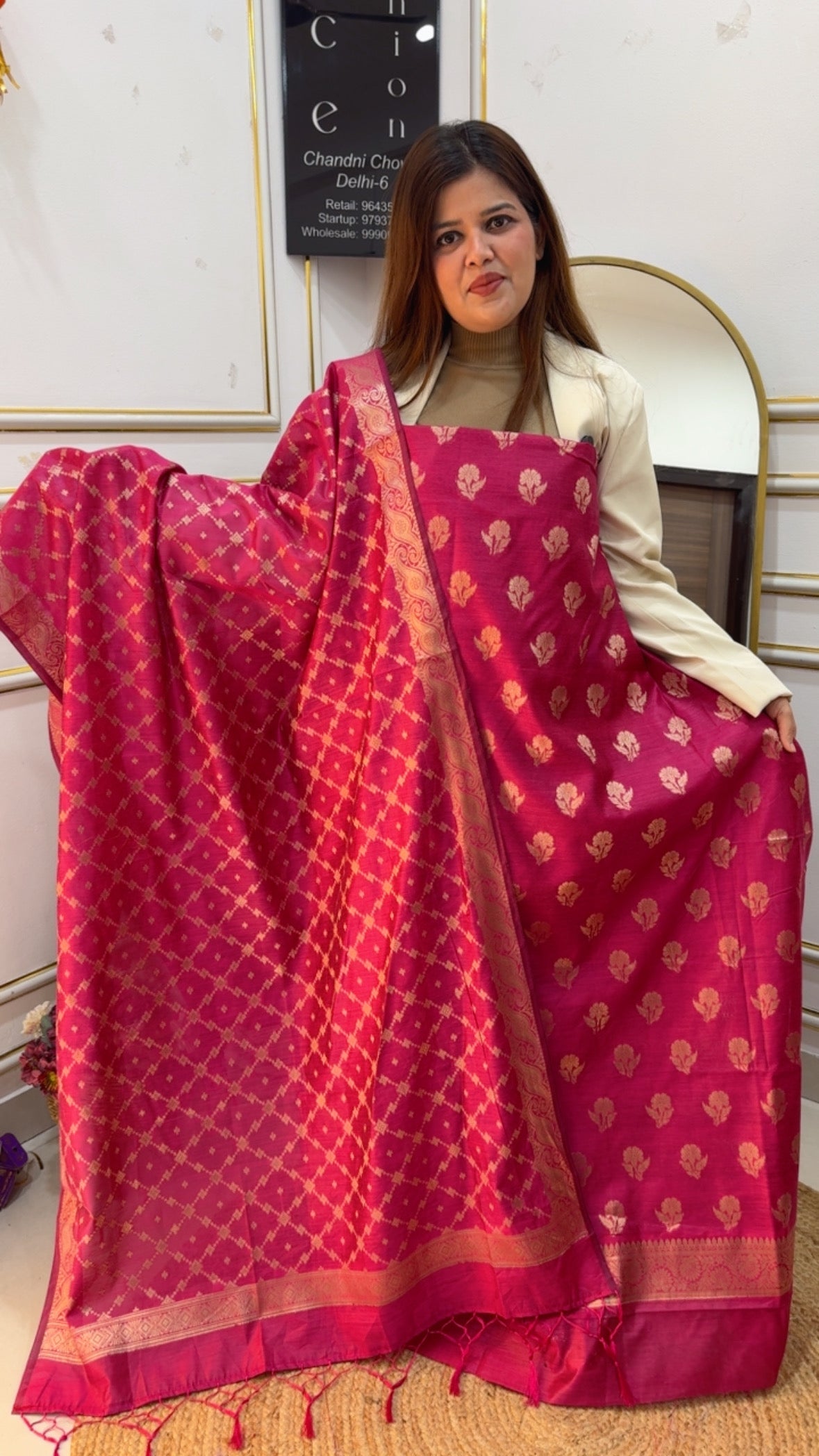 Classy and Royal full weaved raw Chanderi silk suit material along with weaved silk dupatta GF868