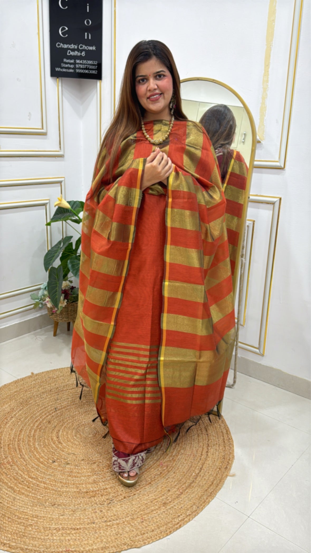 Best seller super soft chanderi silk suit material along with golden weaved border and handloom golden weaved dupatta GF 620