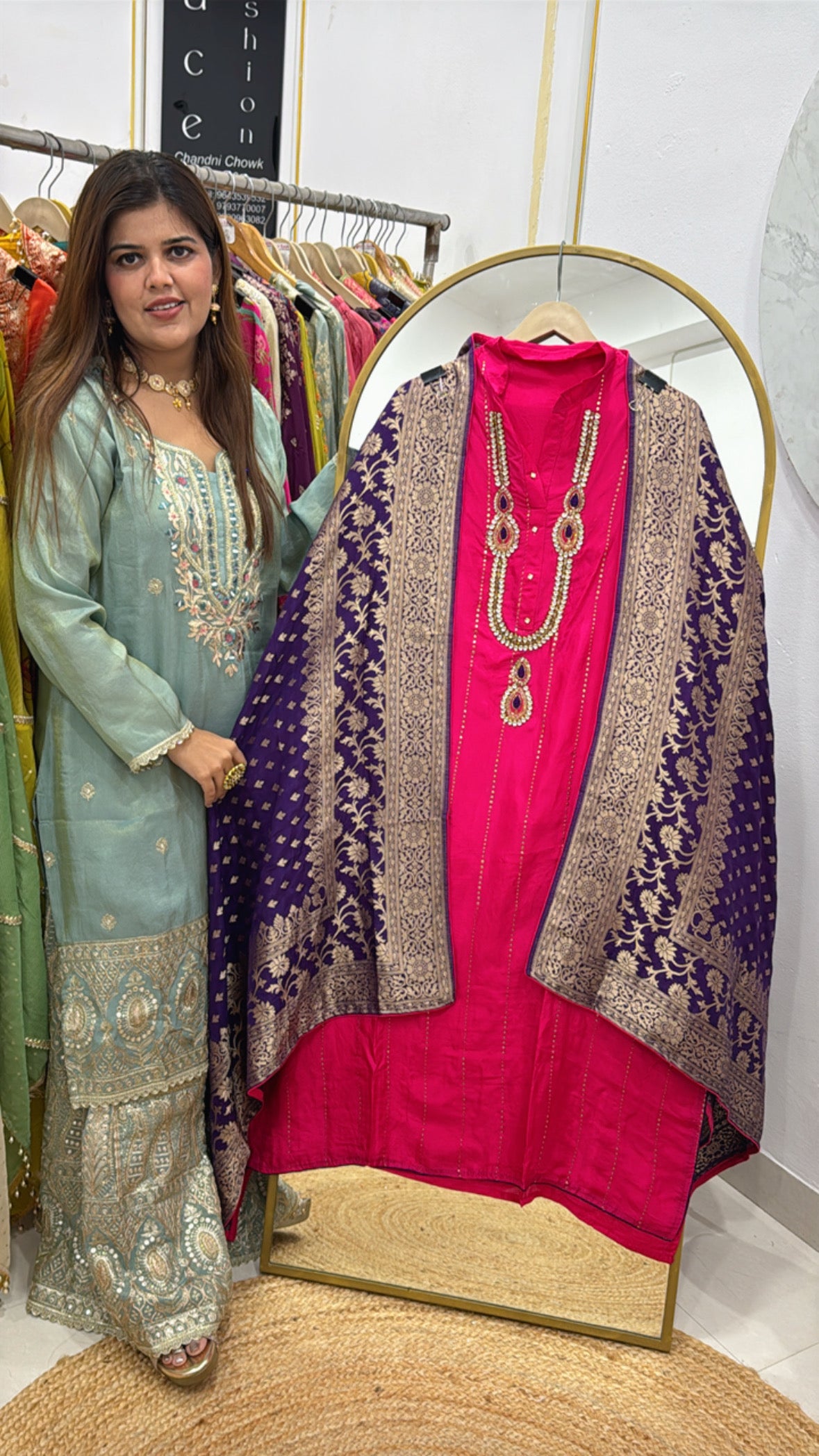 Karwa Chauth special best seller pure kundan designer silk suit material with contrasty banarasi silk dupatta GF566