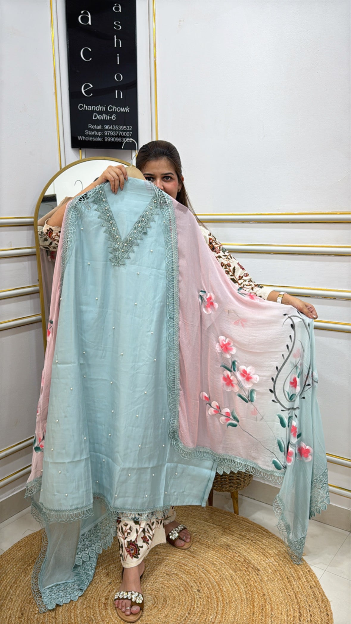 MODAL LACES LATEST TRENDY DESIGNER UNSTITHED SUIT GF 119