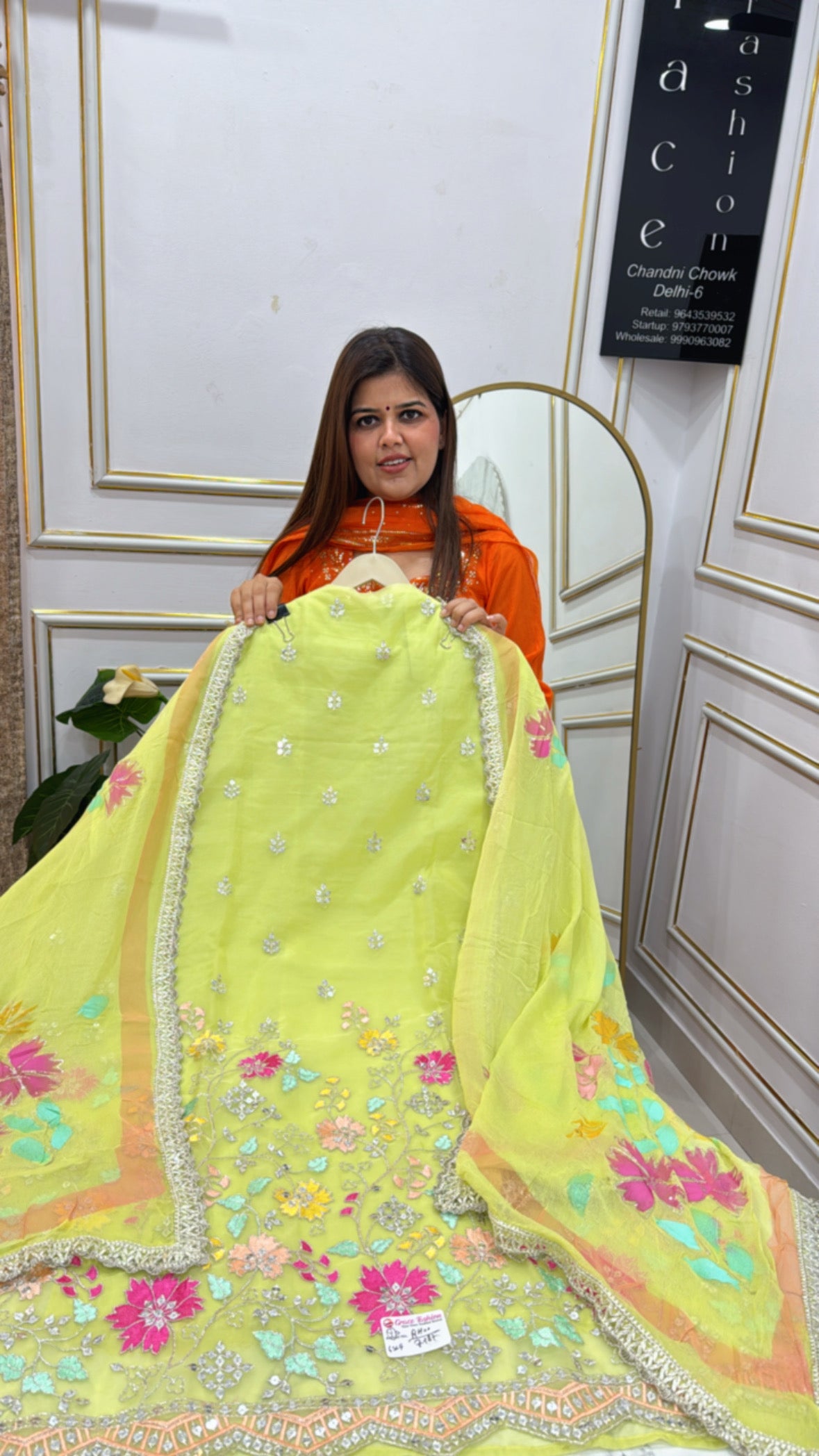 Premium pure tissue with full Daman embroidery GF 217