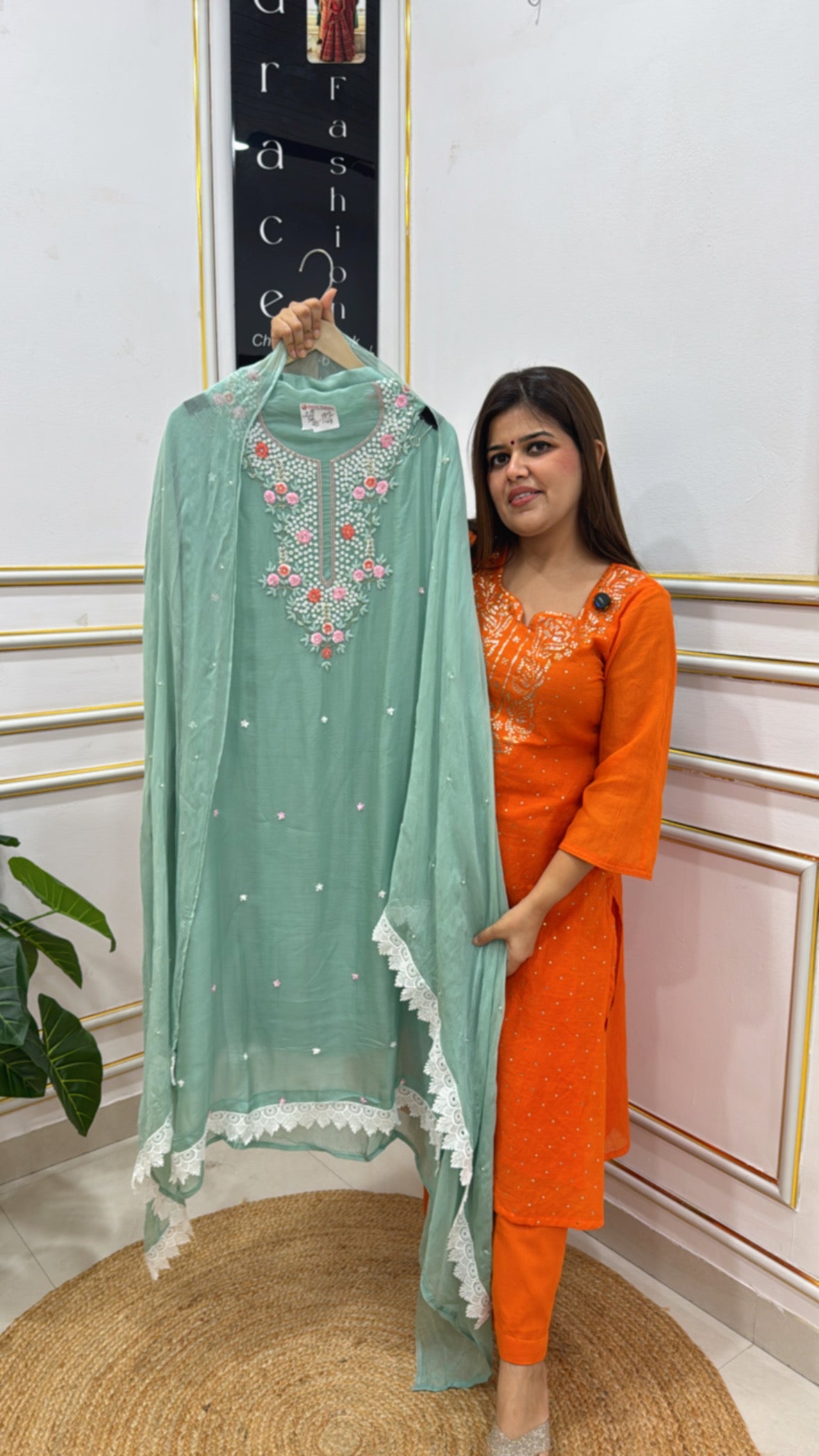 Premium pure &nbsp;unique handwork pure georgette shirt GF 216