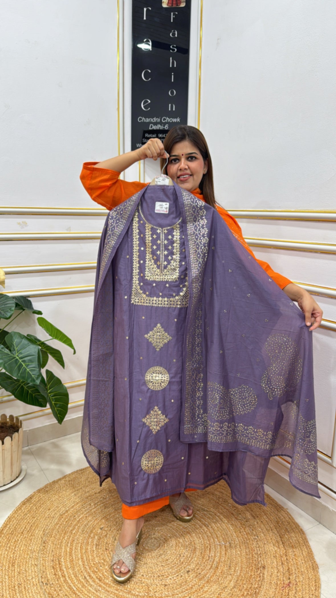 Premium pure tissue pure Mul  Chanderi with Mukesh work GF 224