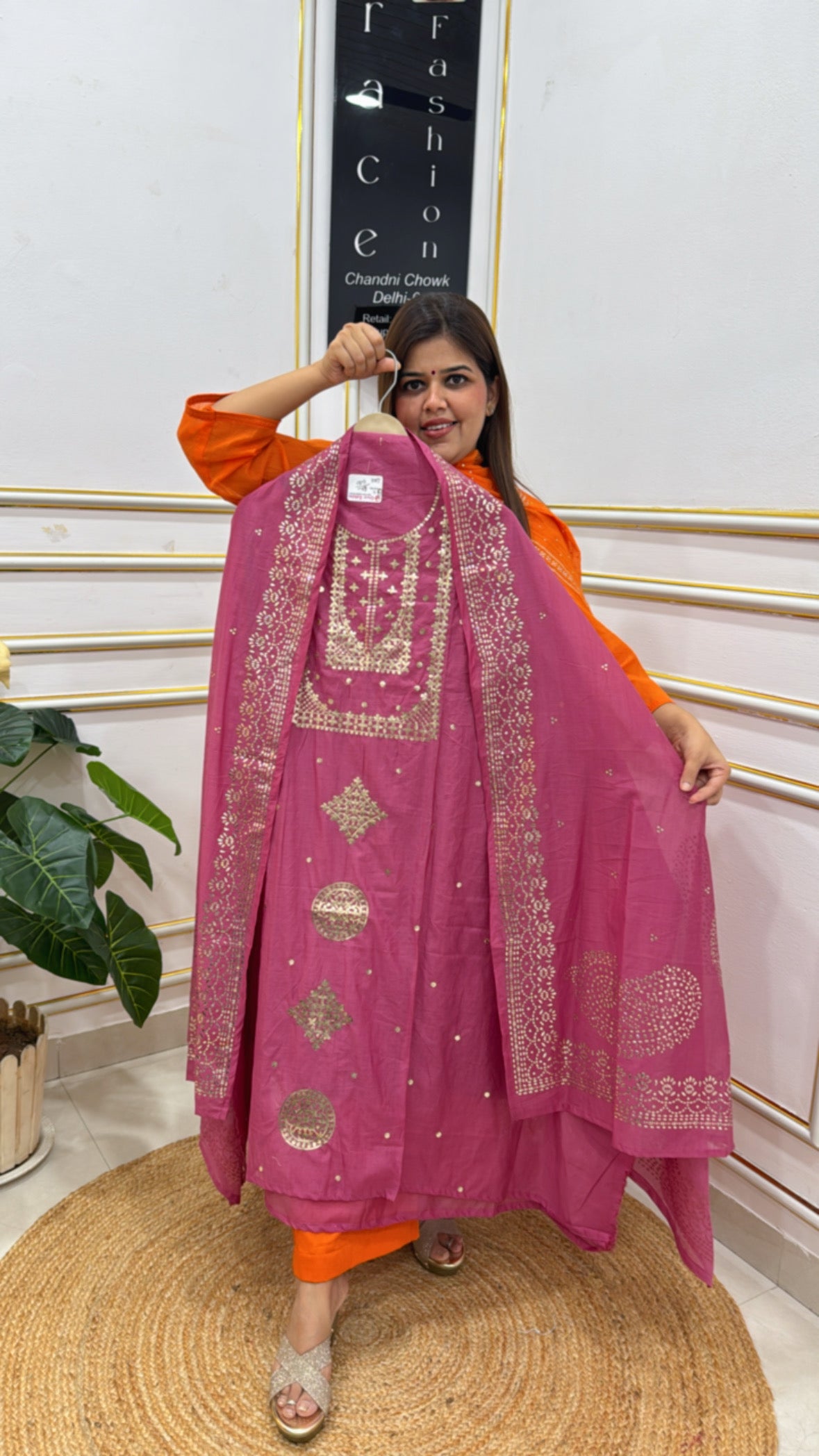 Premium pure tissue pure Mul  Chanderi with Mukesh work GF 224