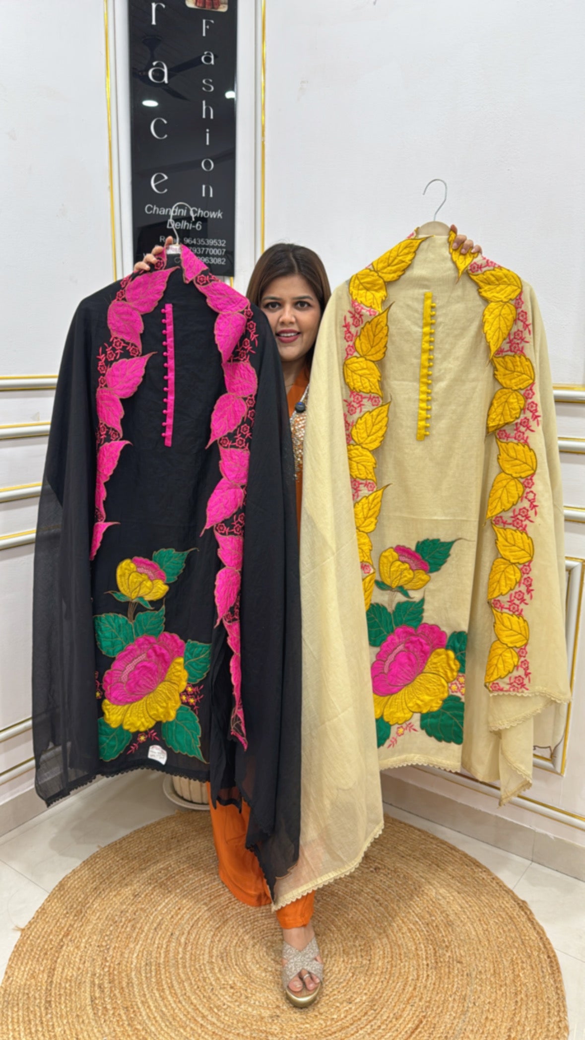 Premium pure Mul Mul applique designer Unstiched suit material GF 230