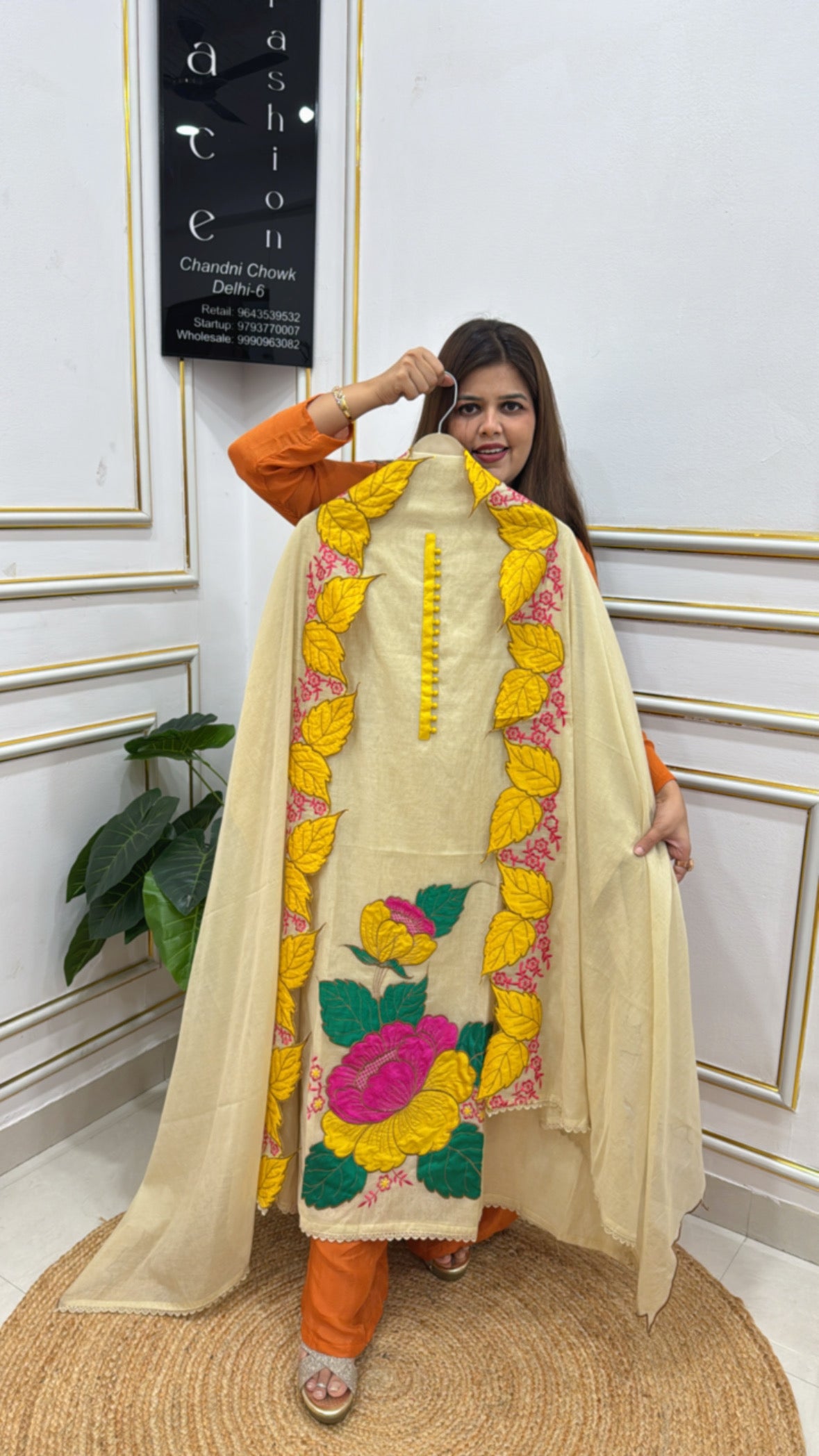 Premium pure Mul Mul applique designer Unstiched suit material GF 230