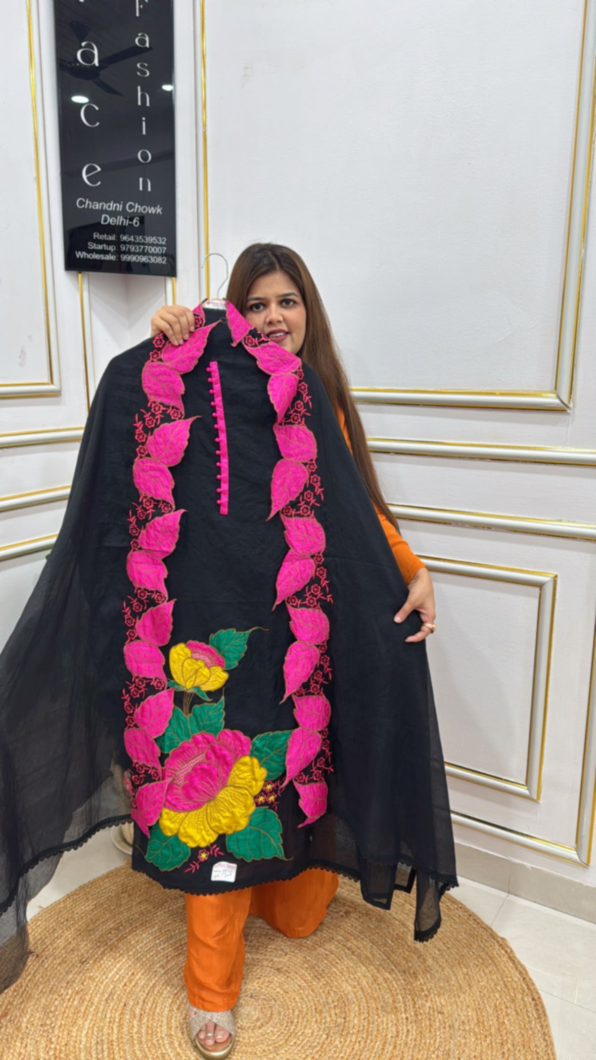 Premium pure Mul Mul applique designer Unstiched suit material GF 230