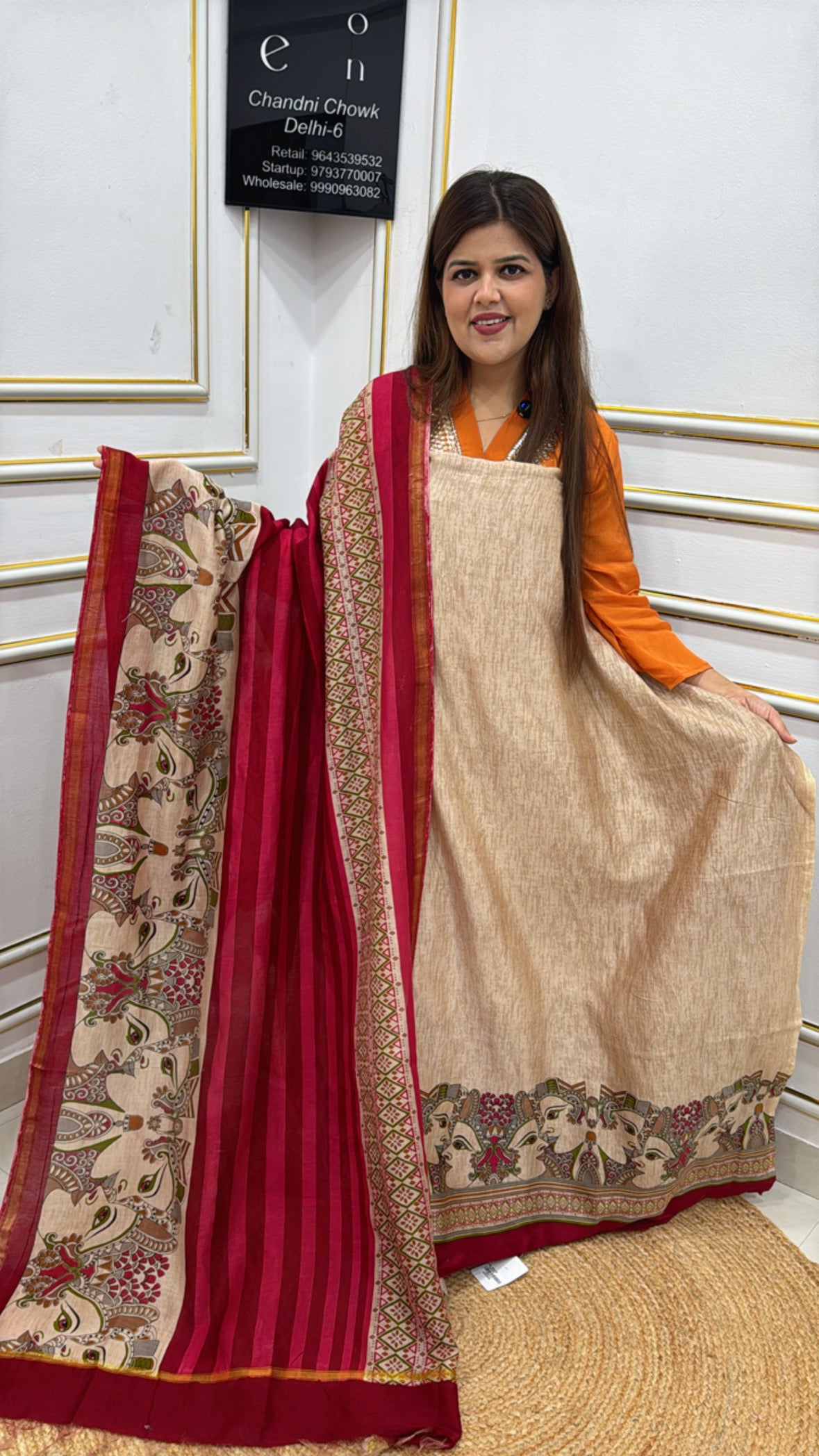 Premium pure 60 gm premium Mul Chanderi kalamkari printing,with pure printed kalamkari dupatta GF 234