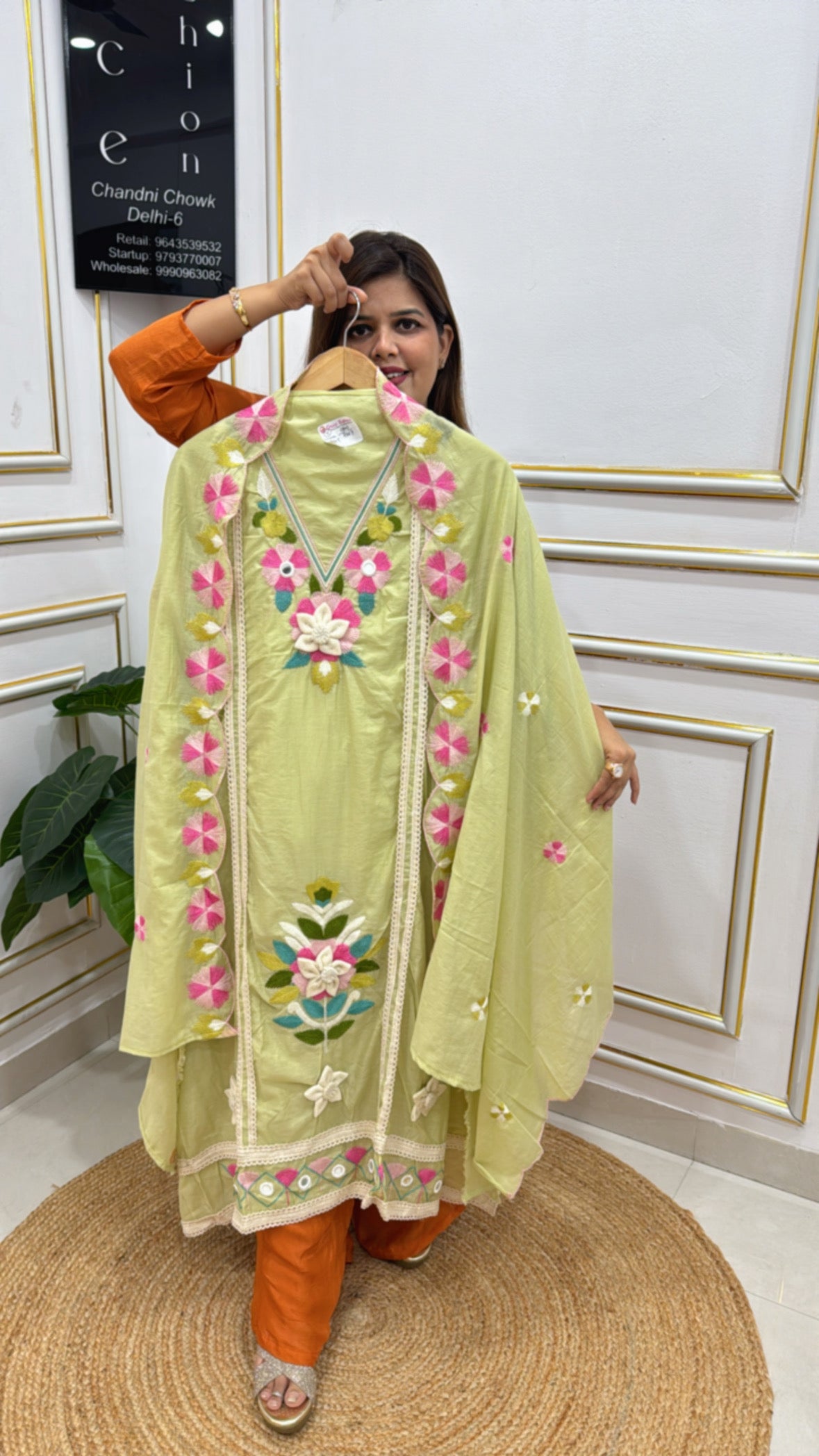 Designer Boho Embroidered Suit Set in Pure Mul Chanderi – Festival Collection GF 232