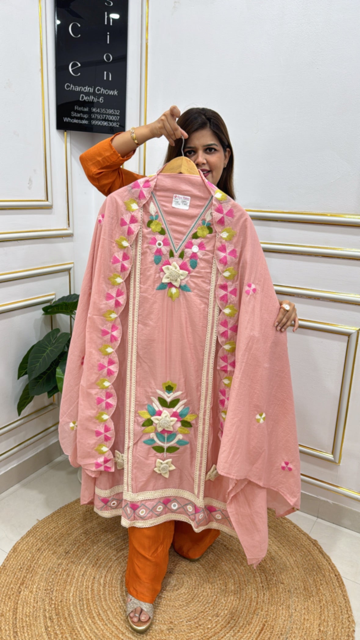 Designer Boho Embroidered Suit Set in Pure Mul Chanderi – Festival Collection GF 232