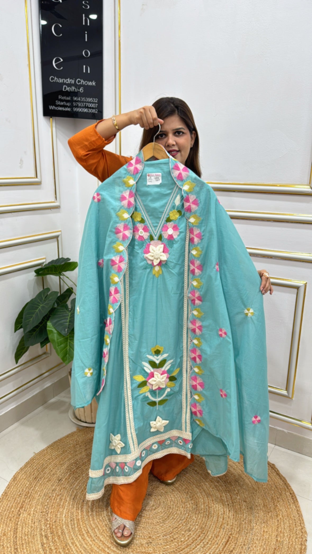 Designer Boho Embroidered Suit Set in Pure Mul Chanderi – Festival Collection GF 232
